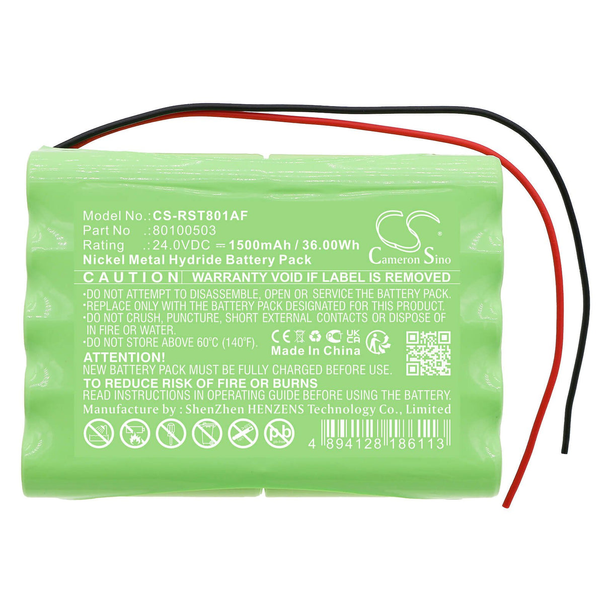 24.0v, Ni-mh, 1500mah, Automatic door battery fits Record, 80100503, 36.00wh Automatic Doors Cameron Sino Technology Limited