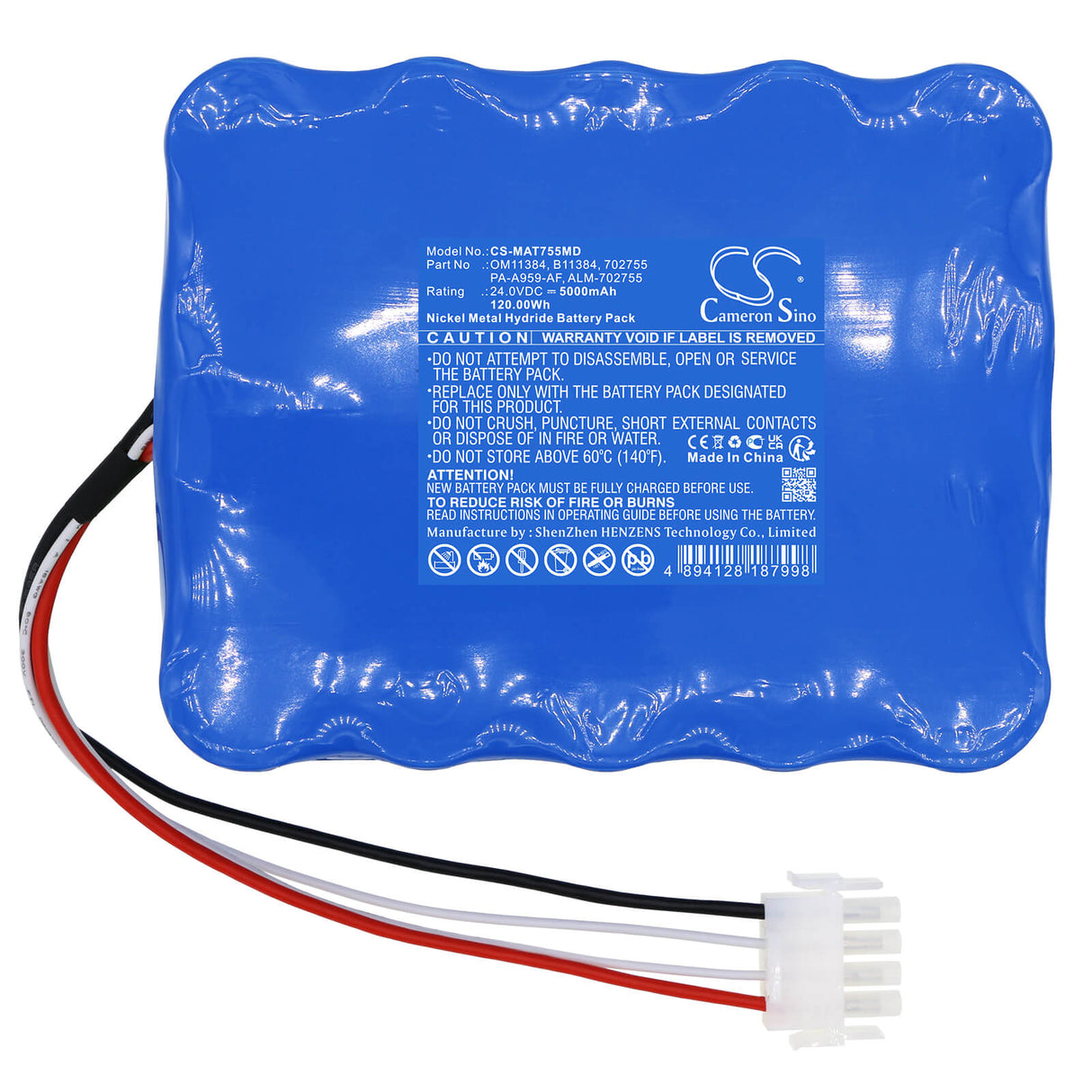 24.0v, Ni-mh, 5000mah, Battery Fits Jostra, Rotaflow Centrifugal Pump Syst, 120.00wh Medical Cameron Sino Technology Limited (Dangerous Goods)