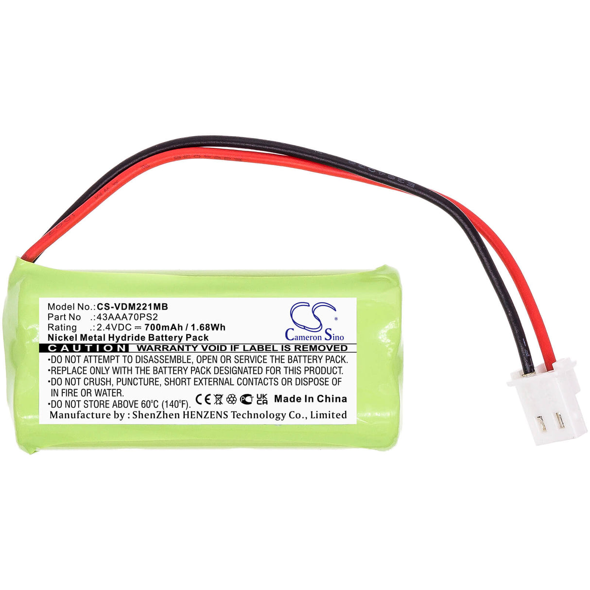 Batterie de babyphone 2.4v, 700mah, Ni-mh compatible avec Vtech, moniteur audio numérique Dm221, Dm221, 1.68wh BabyPhone Cameron Sino Technology Limited