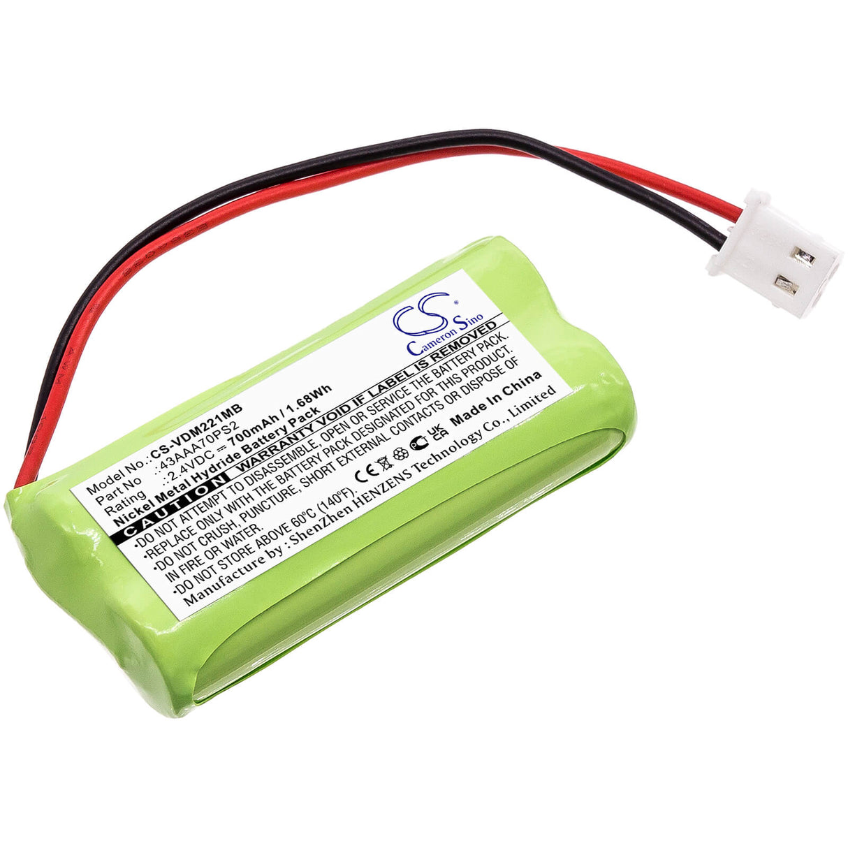 Batterie de babyphone 2.4v, 700mah, Ni-mh compatible avec Vtech, moniteur audio numérique Dm221, Dm221, 1.68wh BabyPhone Cameron Sino Technology Limited