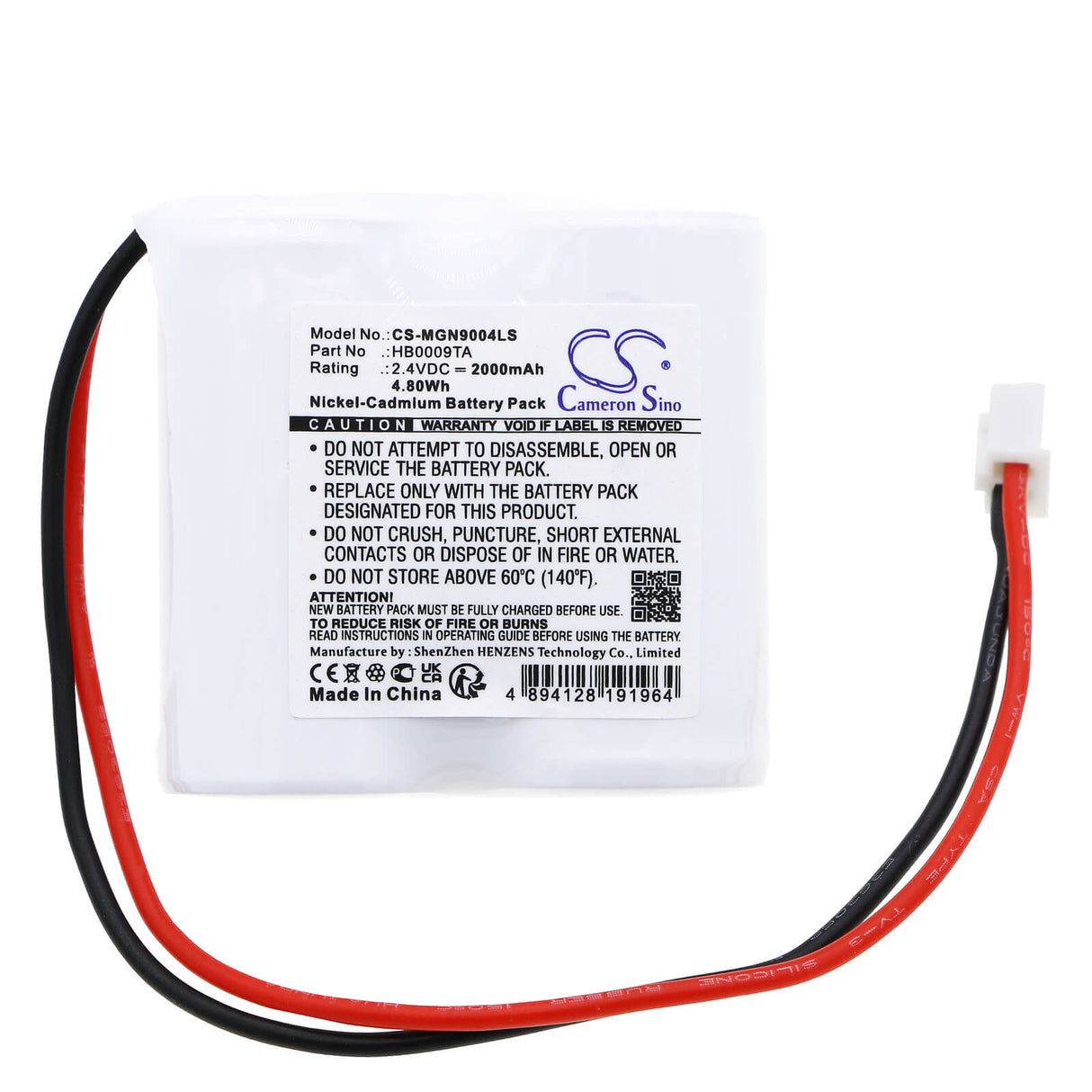 2,4V, Ni-CD, 2000mAh, batterie d'éclairage de secours compatible avec Legrand, 62550, 61090, 625025, 4.80Wh Éclairage de secours Cameron Sino Technology Limited
