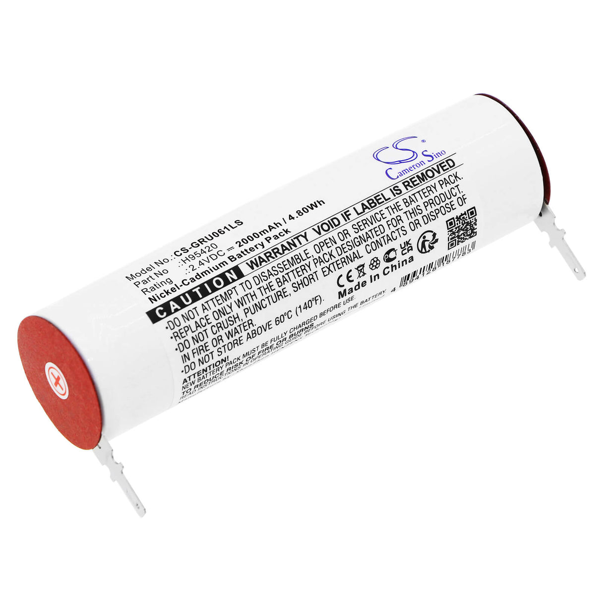 2,4V, Ni-CD, 2000mAh, batterie d'éclairage de secours compatible avec Legrand, H95420, 61892, 160sckt2ax, 4,80Wh Éclairage de secours Cameron Sino Technology Limited