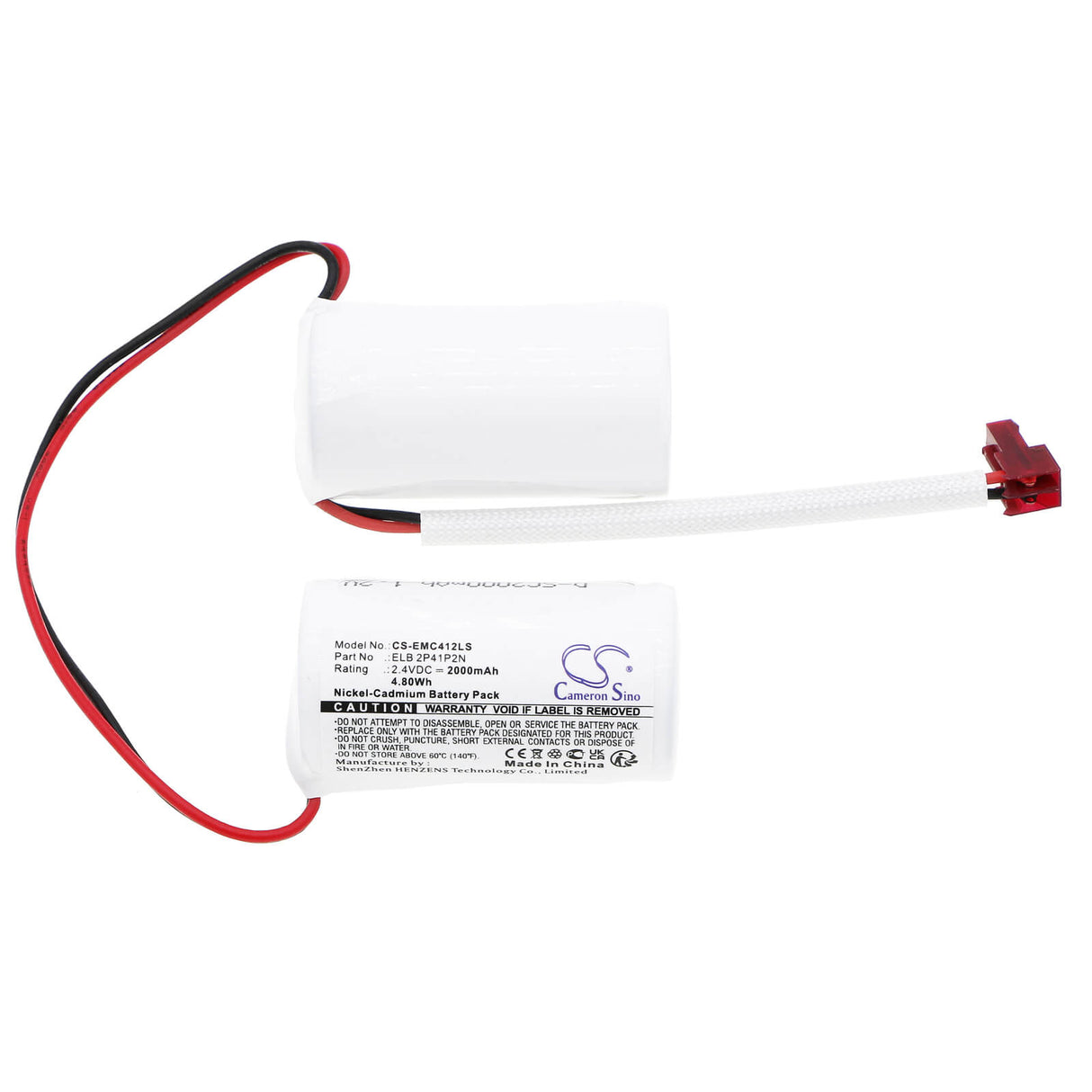 2,4V, Ni-CD, 2000mAh, Batterie d'éclairage de secours compatible avec Lithonia, 2pfv8, Lqc 1 G El N, 4,80Wh Éclairage de secours Cameron Sino Technology Limited