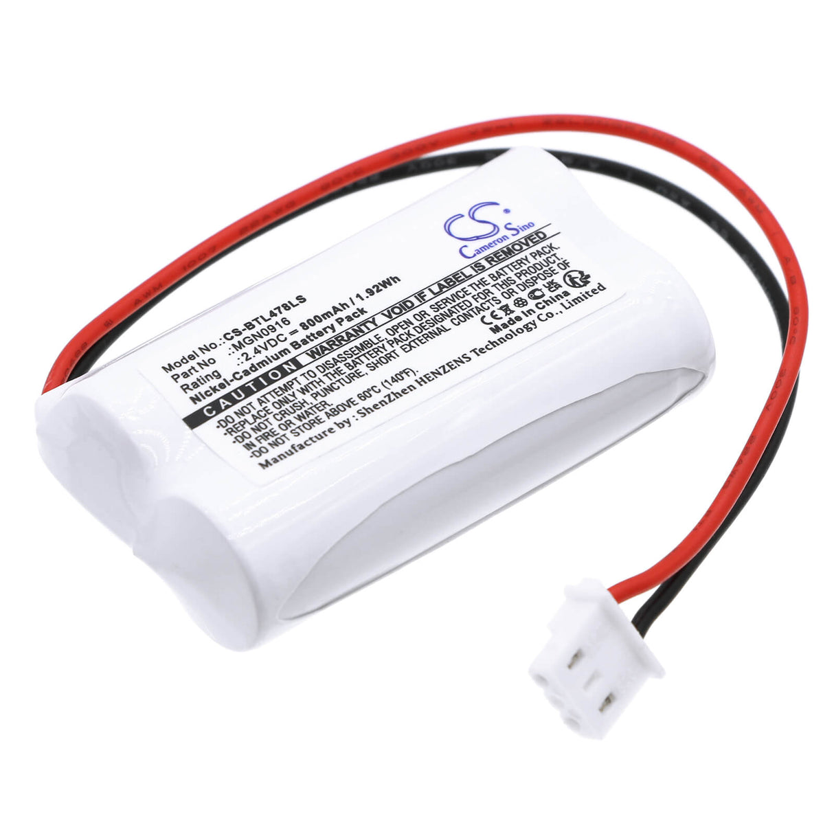 2,4V, Ni-CD, 800mAh, batterie d'éclairage de secours compatible avec Bticino, Mgn0916, 789798, 806312, 1,92Wh Éclairage de secours Cameron Sino Technology Limited