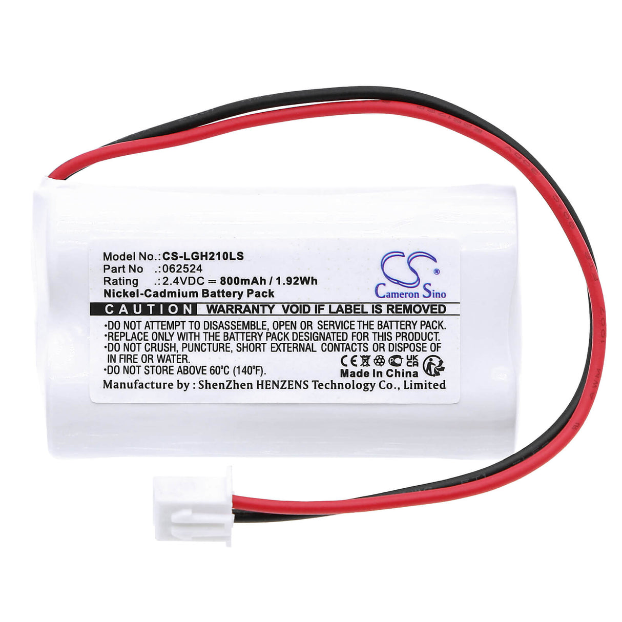 2.4V, Ni-CD, 800mAh, Batterie d'éclairage de secours compatible avec Legrand, 61087, 0 610 87, 61087, 1.92Wh Éclairage de secours Cameron Sino Technology Limited