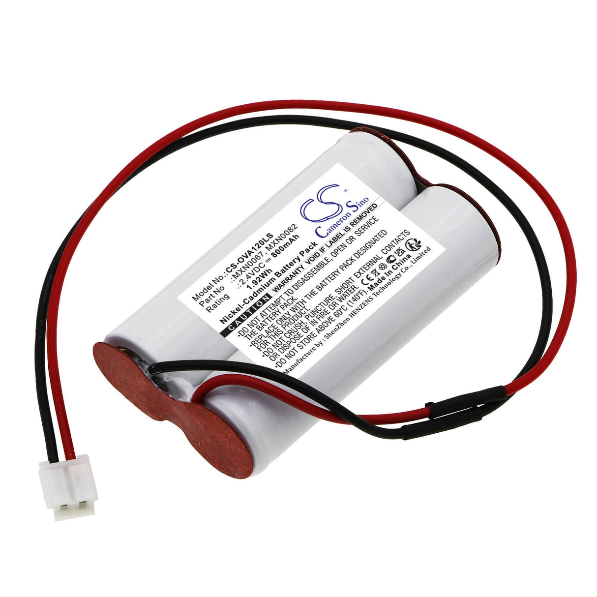 2.4V, Ni-CD, 800mAh, Batterie d'éclairage de secours compatible avec Legrand, Mxn0067, 806525, Baes 806525, 1.92Wh Éclairage de secours Cameron Sino Technology Limited