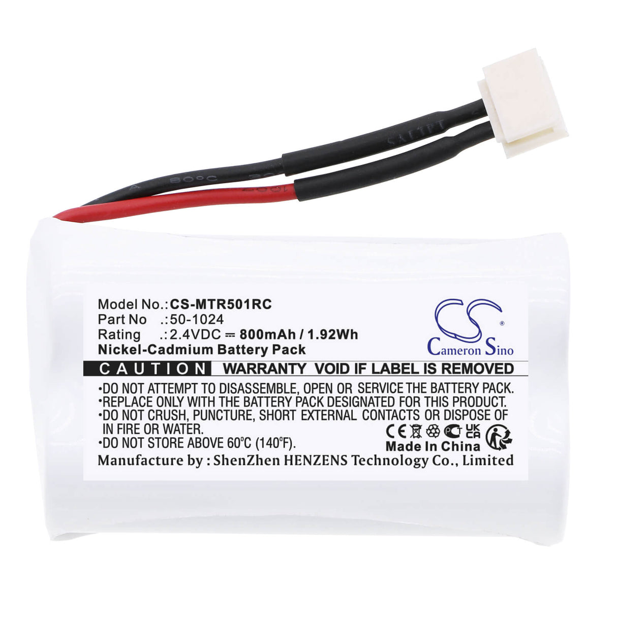 2.4V, Ni-CD, 800mAh, Batterie pour voitures compatible avec Mth Trains, 50-1024, Proto Sound, 1.92Wh Cars Cameron Sino Technology Limited