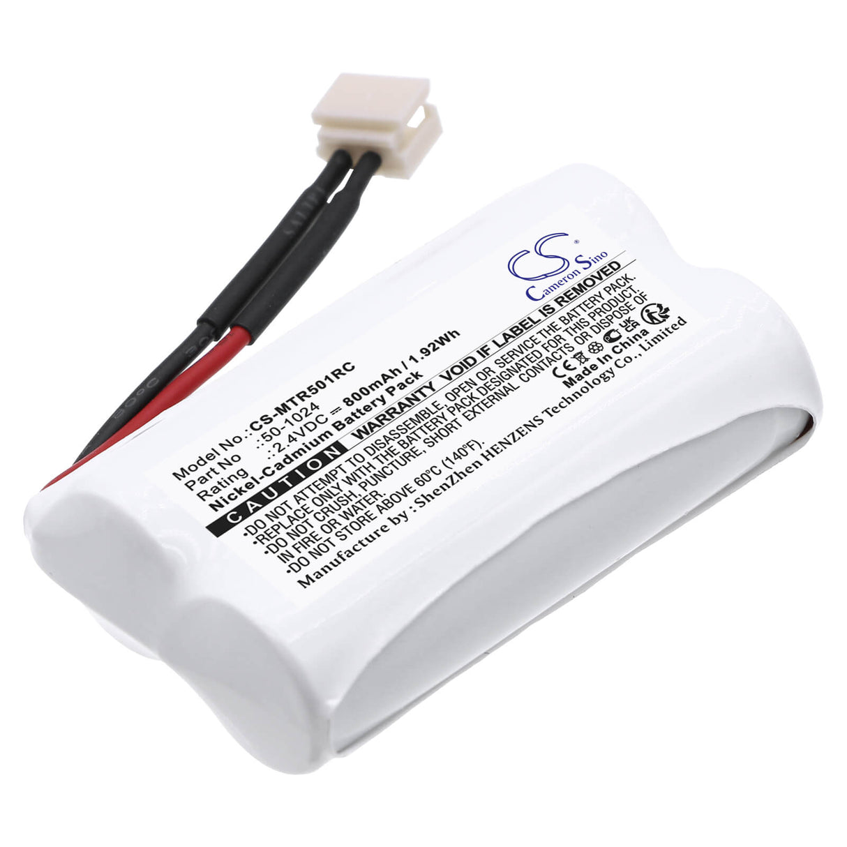 2.4V, Ni-CD, 800mAh, Batterie pour voitures compatible avec Mth Trains, 50-1024, Proto Sound, 1.92Wh Cars Cameron Sino Technology Limited