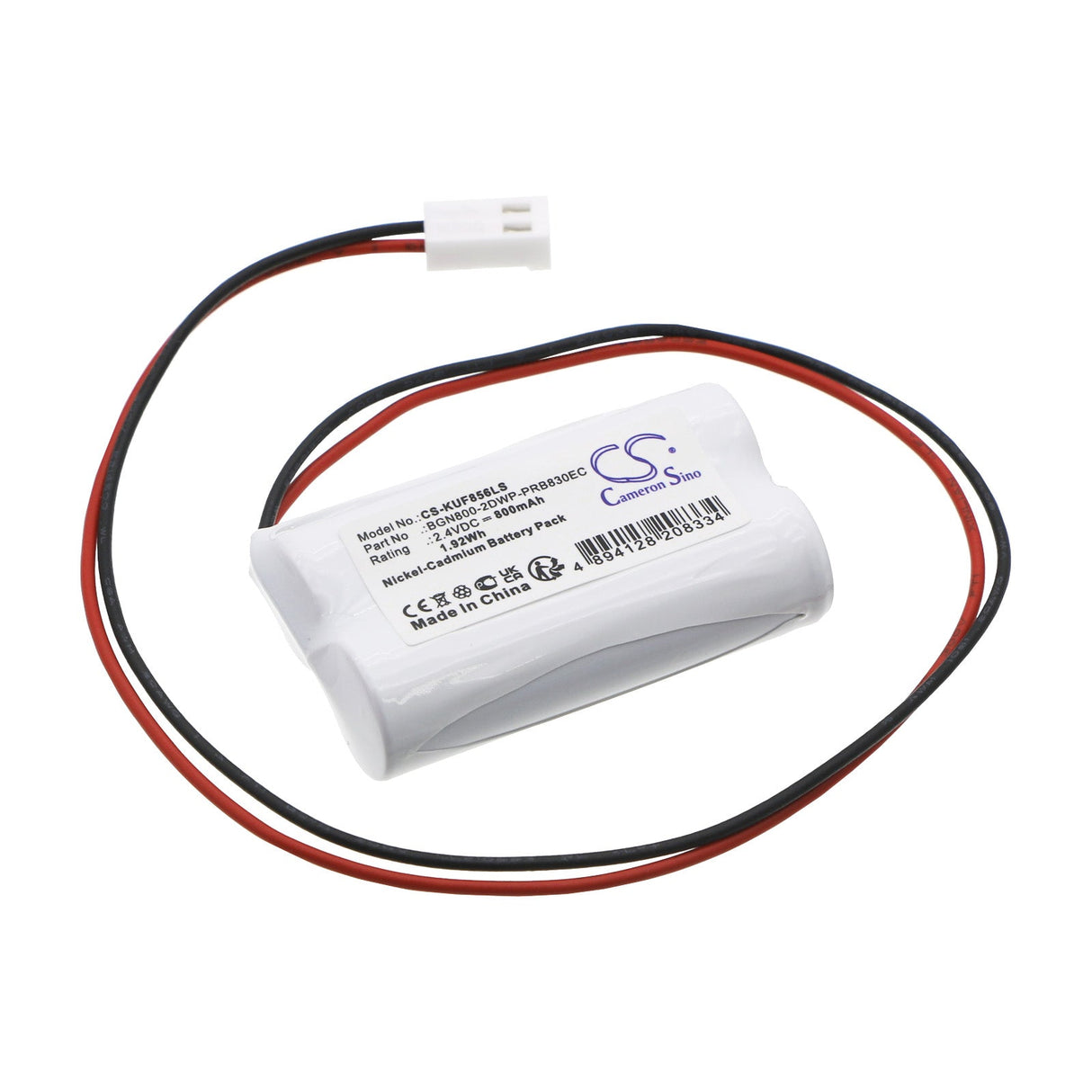 2.4V, Ni-CD, 800mAh, batterie d'éclairage de secours compatible avec Kaufel, 248bhxs1p, 850.0061, Lumière de sortie de secours, 1.92Wh Éclairage de secours Cameron Sino Technology Limited