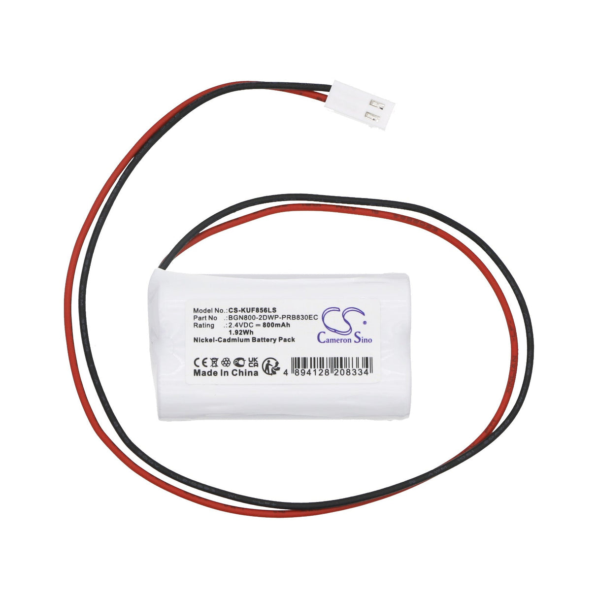 2.4V, Ni-CD, 800mAh, batterie d'éclairage de secours compatible avec Kaufel, 248bhxs1p, 850.0061, Lumière de sortie de secours, 1.92Wh Éclairage de secours Cameron Sino Technology Limited