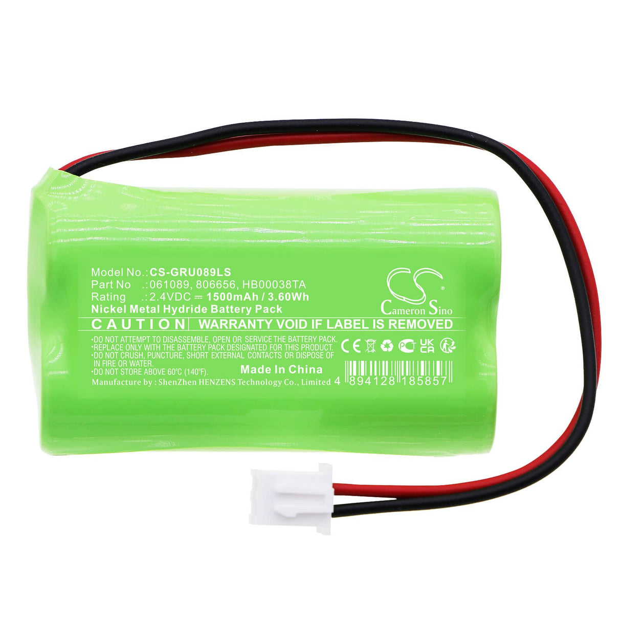 2.4V, Ni-MH, 1500mAh, Batterie d'éclairage de secours compatible avec Legrand, 61089, 62614, 62624, 3.60Wh Éclairage de secours Cameron Sino Technology Limited