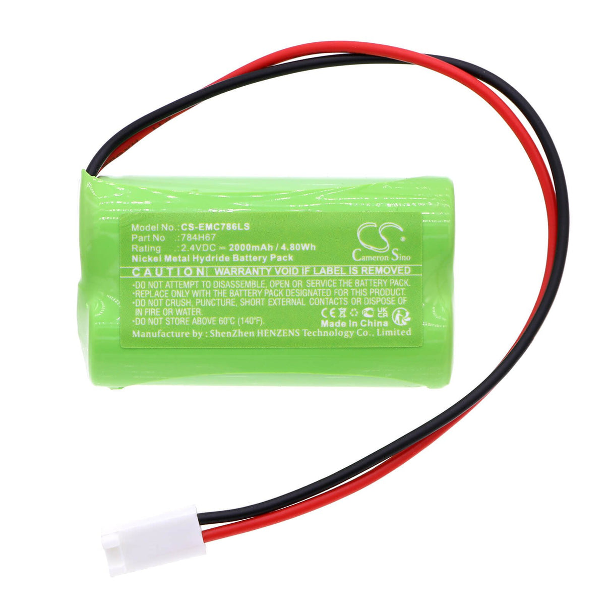 2.4V, Ni-MH, 2000mAh, batterie d'éclairage d'urgence compatible avec Dual-lite, 784h67, Ev4d-02l, Ev4di-02l, 4.80Wh Éclairage d'urgence Cameron Sino Technology Limited