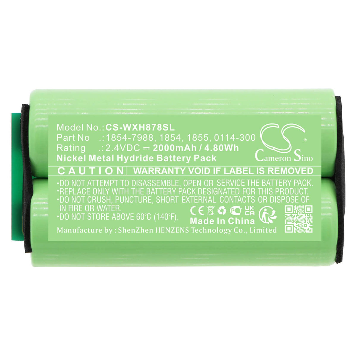 2.4V, Ni-MH, 2000mAh, Shaver battery fits Wahl, 0114-300, 8786, Arco Se, 4.8Wh Shaver Cameron Sino Technology Limited