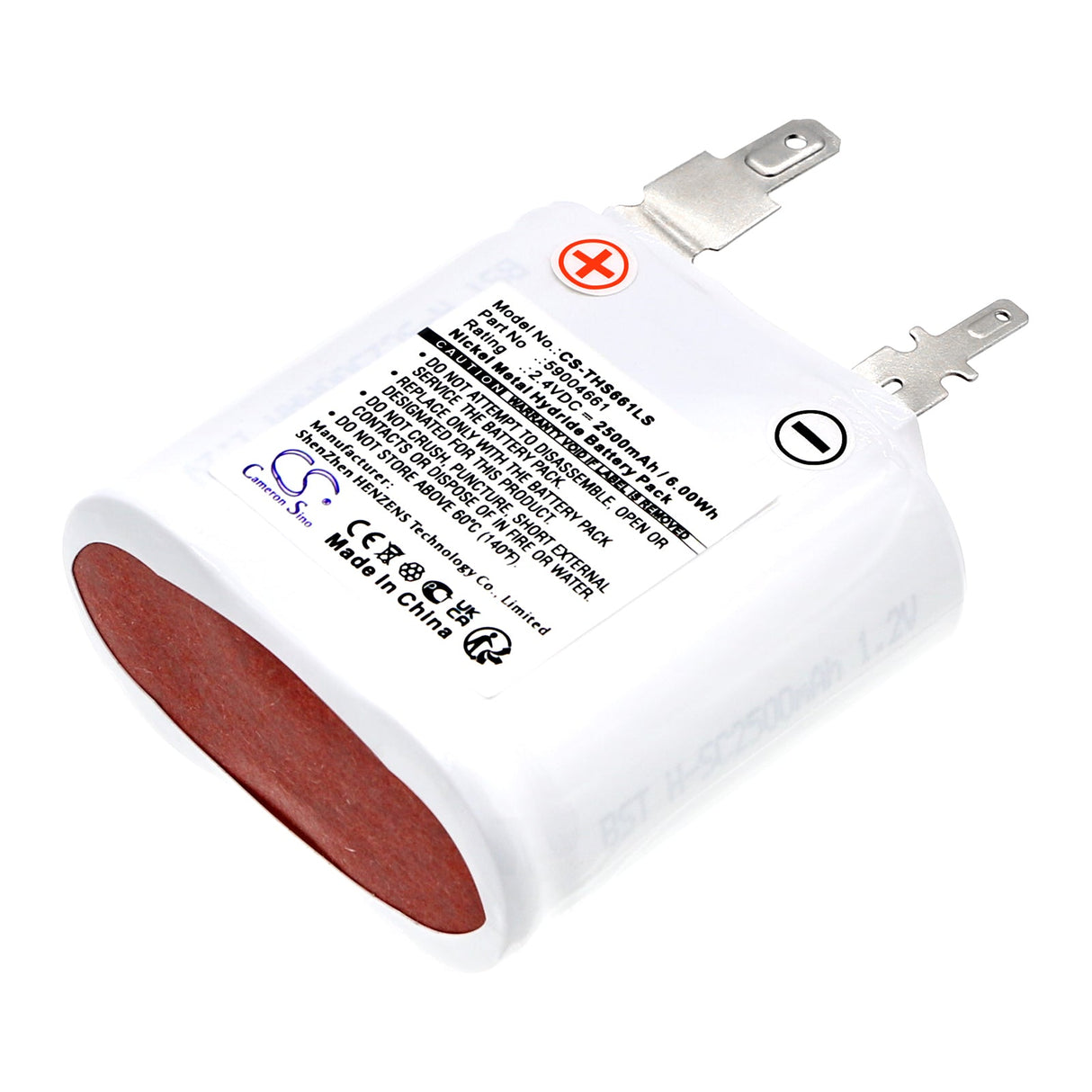 2.4V, Ni-MH, 2500mAh, Batterie d'éclairage de secours compatible avec Thorn Voyager, 59004661, Star Cs 2 Sbs, 6.00Wh Éclairage de secours Cameron Sino Technology Limited
