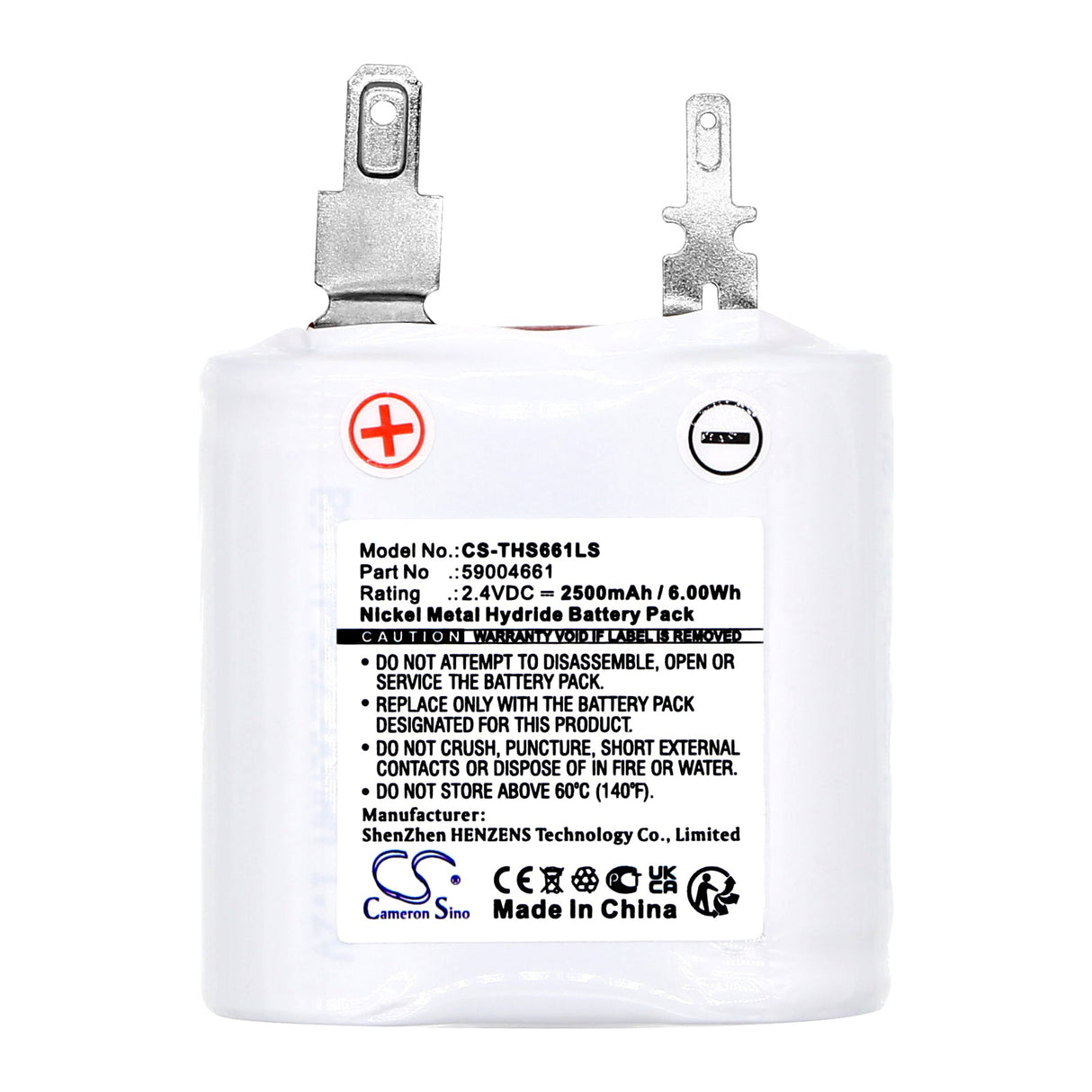 2.4V, Ni-MH, 2500mAh, Batterie d'éclairage de secours compatible avec Thorn Voyager, 59004661, Star Cs 2 Sbs, 6.00Wh Éclairage de secours Cameron Sino Technology Limited