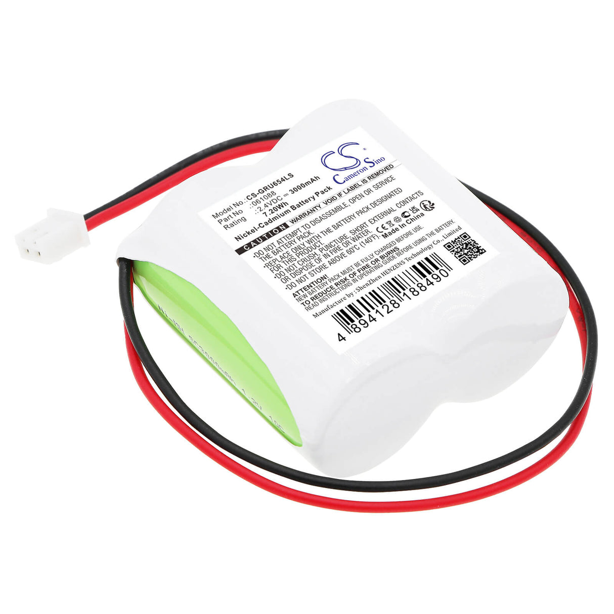 2.4V, Ni-MH, 3000mAh, batterie d'éclairage de secours compatible avec Legrand, 61088, 62632, 62654, 7.20Wh Éclairage de secours Cameron Sino Technology Limited