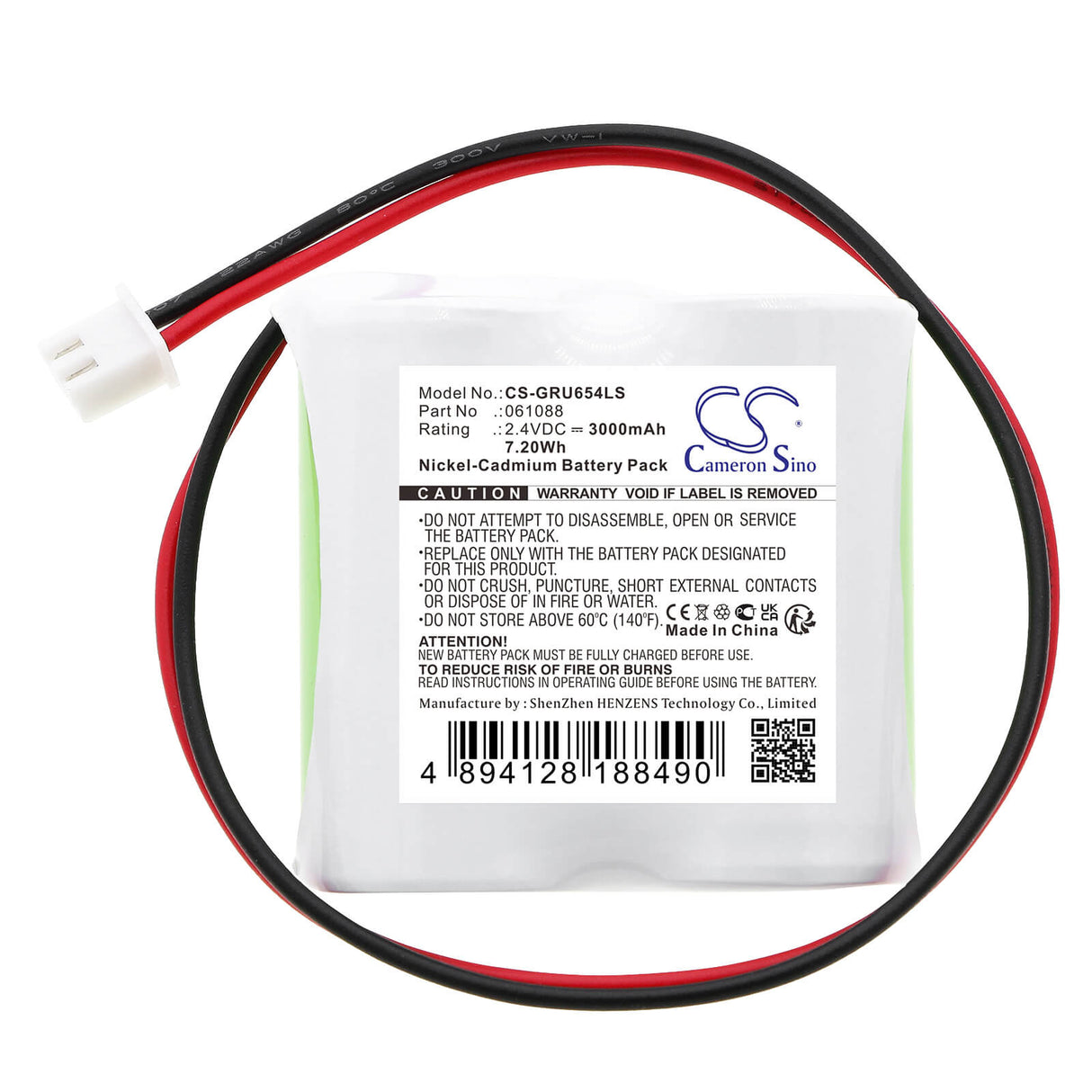 2.4V, Ni-MH, 3000mAh, batterie d'éclairage de secours compatible avec Legrand, 61088, 62632, 62654, 7.20Wh Éclairage de secours Cameron Sino Technology Limited