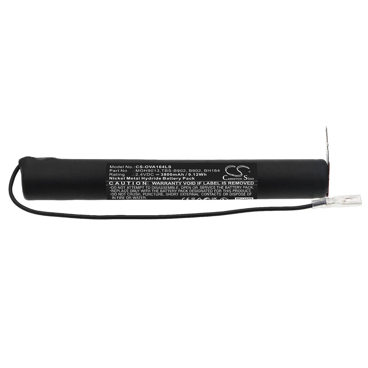 2.4V, Ni-MH, 3800mAh, Batterie d'éclairage d'urgence compatible avec Mackwell, B902, 2qqmh40cp, 2qqmh4-0-cp, 9.12Wh Éclairage d'urgence Cameron Sino Technology Limited