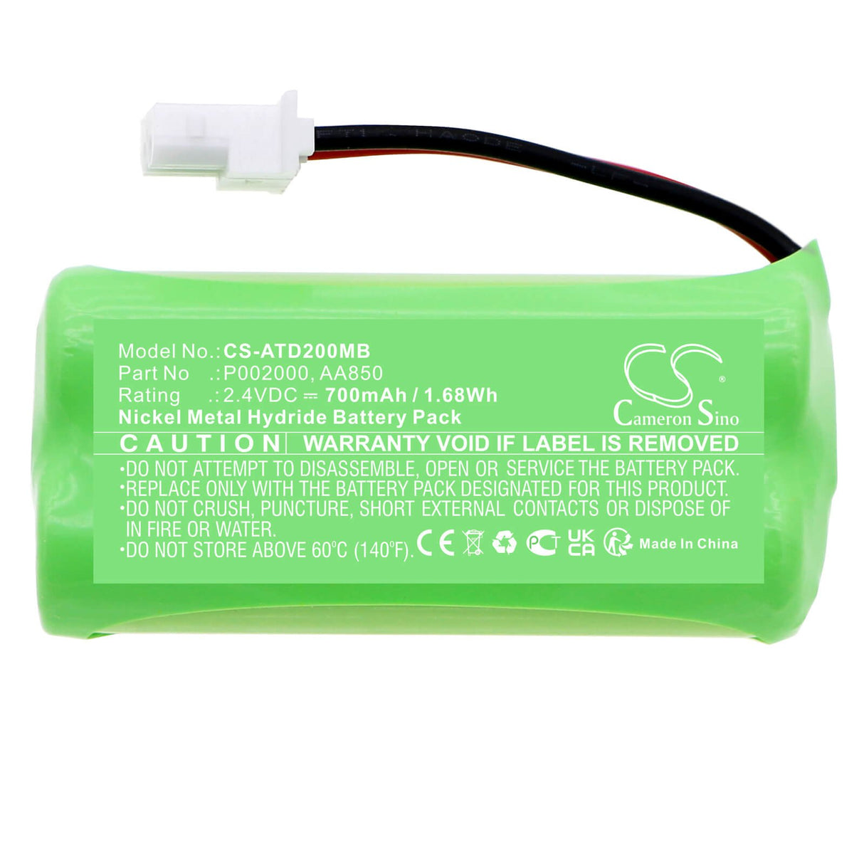 2.4v, Ni-mh, 700mah, Batterie de Babyphone Compatible Alecto, Dbx-20, 1.68wh BabyPhone Cameron Sino Technology Limited