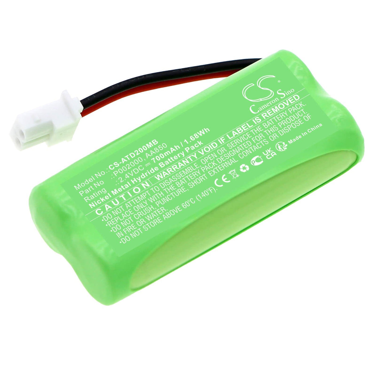 2.4v, Ni-mh, 700mah, Batterie de Babyphone Compatible Alecto, Dbx-20, 1.68wh BabyPhone Cameron Sino Technology Limited