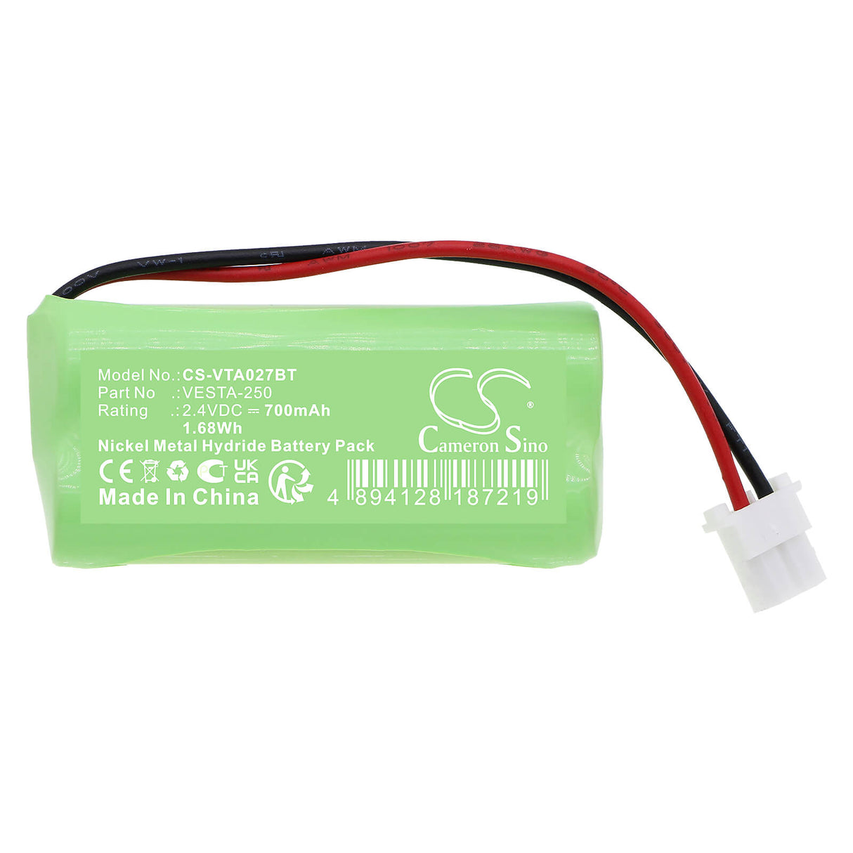 2.4v, Ni-mh, 700mah, Alarm Battery Fits Vesta, Vesta-027 Hwc-1b-f1, Vesta-224 Wezc-8, 1.68wh Alarm System Cameron Sino Technology Limited