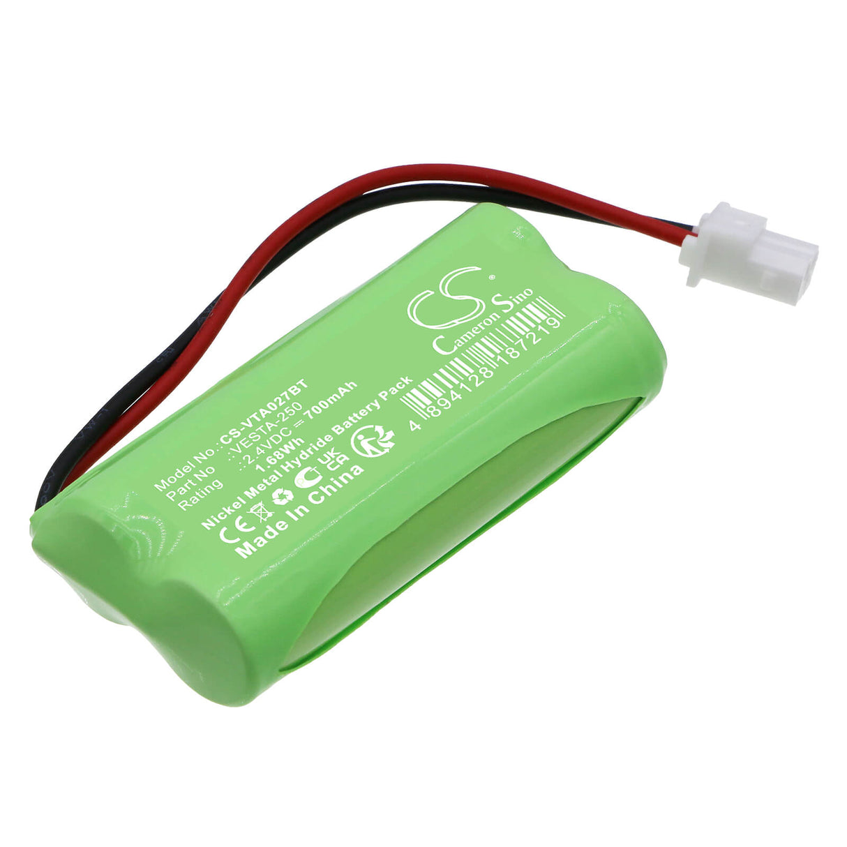 2.4v, Ni-mh, 700mah, Alarm Battery Fits Vesta, Vesta-027 Hwc-1b-f1, Vesta-224 Wezc-8, 1.68wh Alarm System Cameron Sino Technology Limited