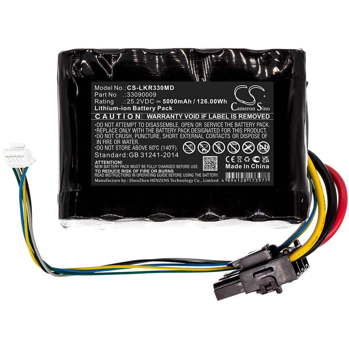25,2V, Li-ion, 5000mAh, Batterie médicale compatible avec Likoguard, 33090009, Likoguard L, Lève-personne aérien, 126,00Wh Cameron Sino Technology Limited (Médical)