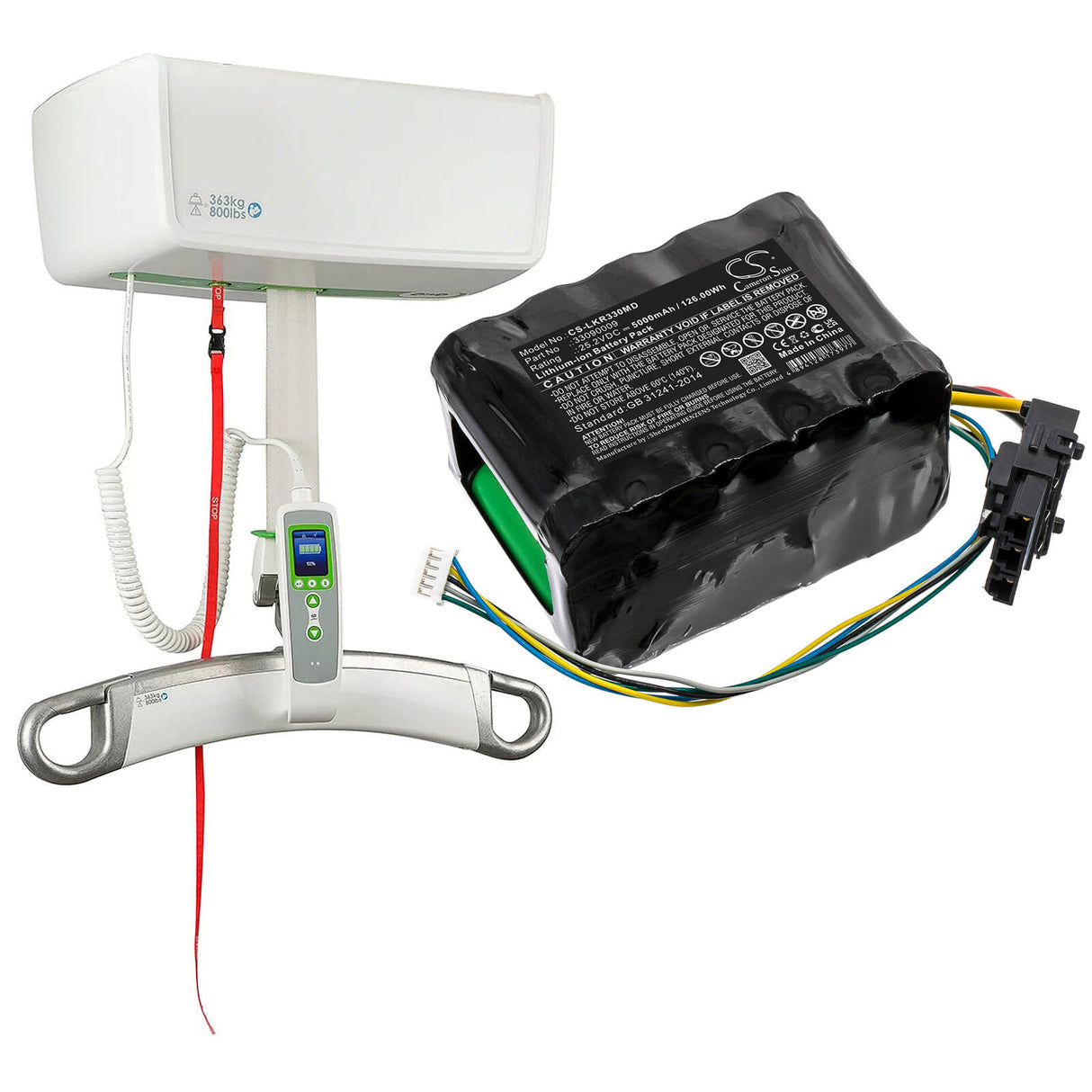 25,2V, Li-ion, 5000mAh, Batterie médicale compatible avec Likoguard, 33090009, Likoguard L, Lève-personne aérien, 126,00Wh Cameron Sino Technology Limited (Médical)