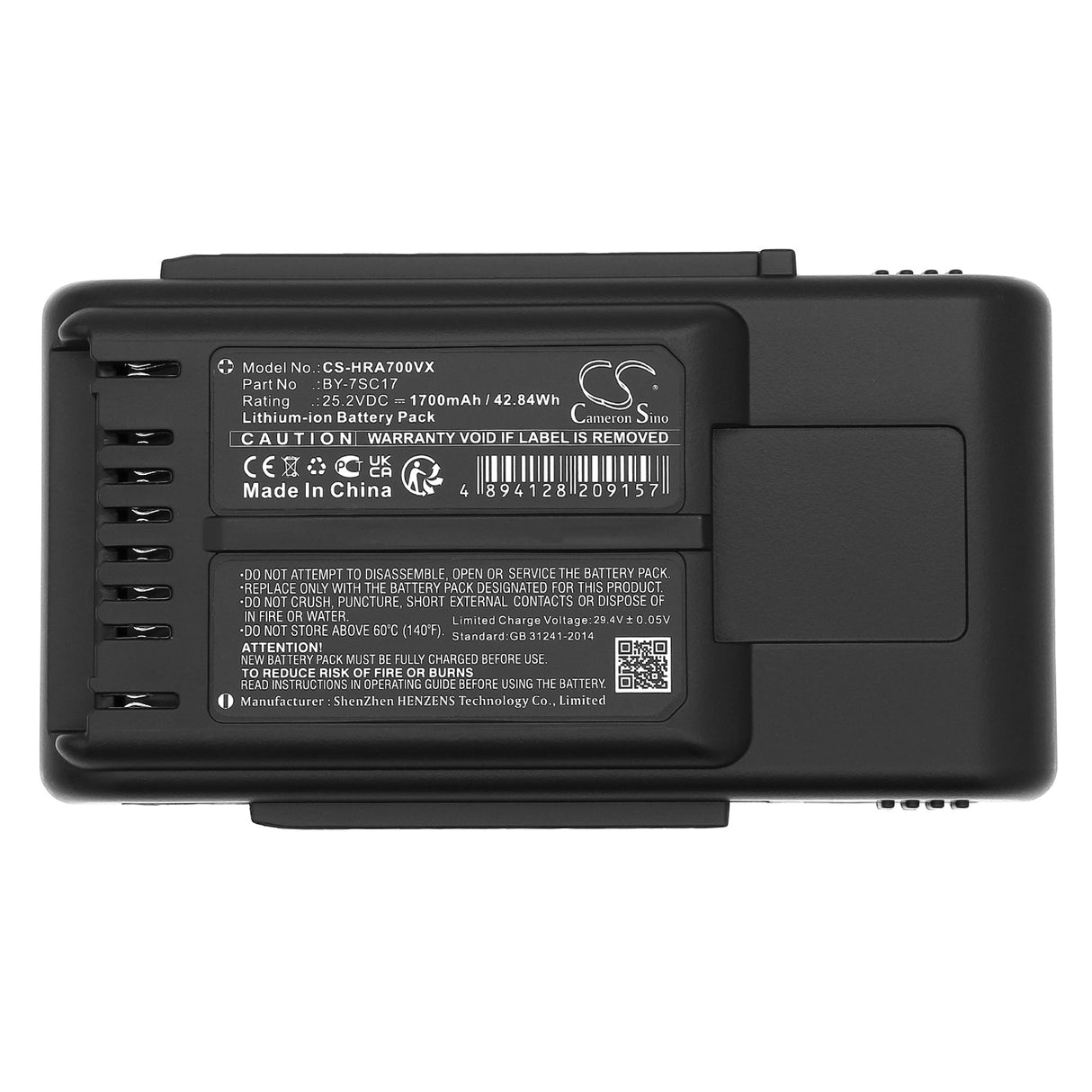 25.2V, Li-ion, 1700mAh, Vacuum battery fits Sharp, Ec-hr7-p, Ec-hr7-t, 42.84Wh Vacuum Cameron Sino Technology Limited