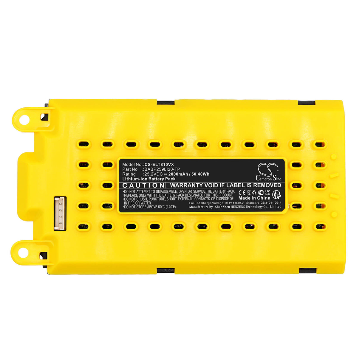 25.2V, Li-ion, 2500mAh, Vacuum battery fits Electrolux, 90027767300, 90027767500, 90027767700, 63.0Wh Vacuum Cameron Sino Technology Limited