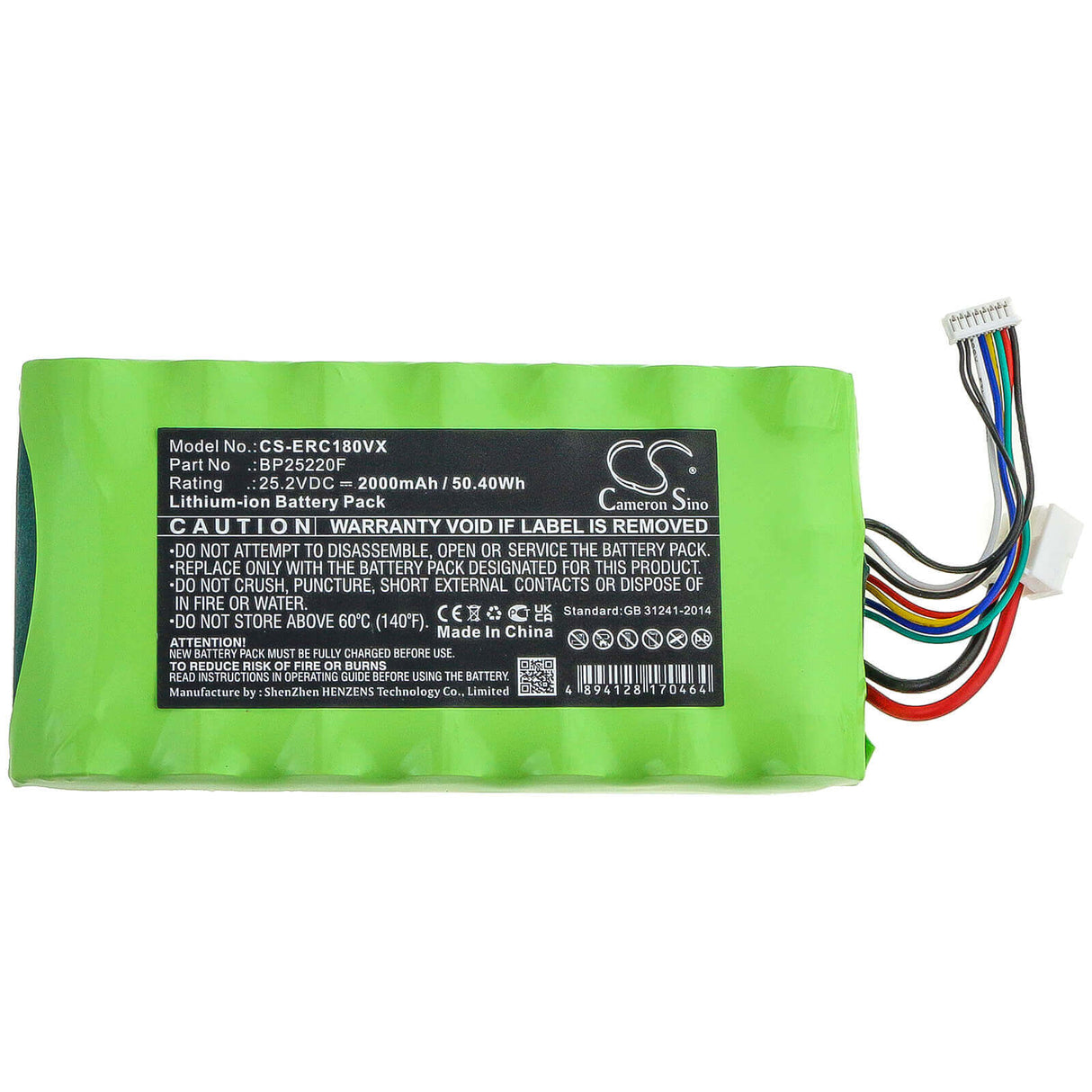 25.2v, Li-ion, 2000mah, Vacuum Battery Fit's Eureka, Nec180 Pro, 50.40wh Vacuum Cameron Sino Technology Limited