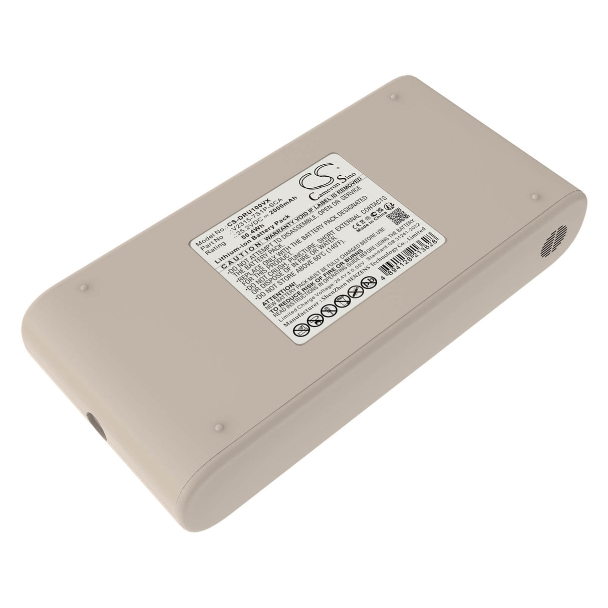 25.2V, Li-ion, 2000mAh, Vacuum battery fits Deerma, Dem-u10, Dem-u20, 50.4Wh Vacuum Cameron Sino Technology Limited
