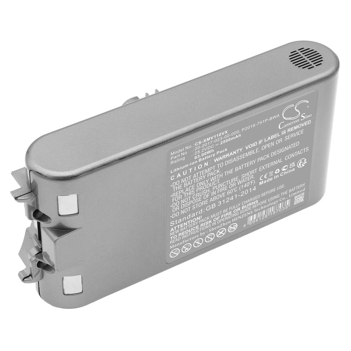 25.2V, Li-ion, 2500mAh, Vacuum battery fits Dreame, Xiaomi, V11, V11se, V12, 63.00Wh Vacuum Cameron Sino Technology Limited
