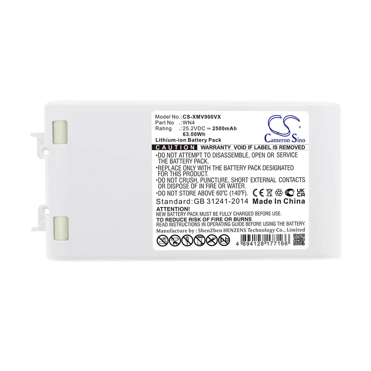 25.2V, Li-ion, 2500mAh, Vacuum battery fits Dreame, Xiaomi, V10, V8, V9, 63.00Wh Vacuum Cameron Sino Technology Limited