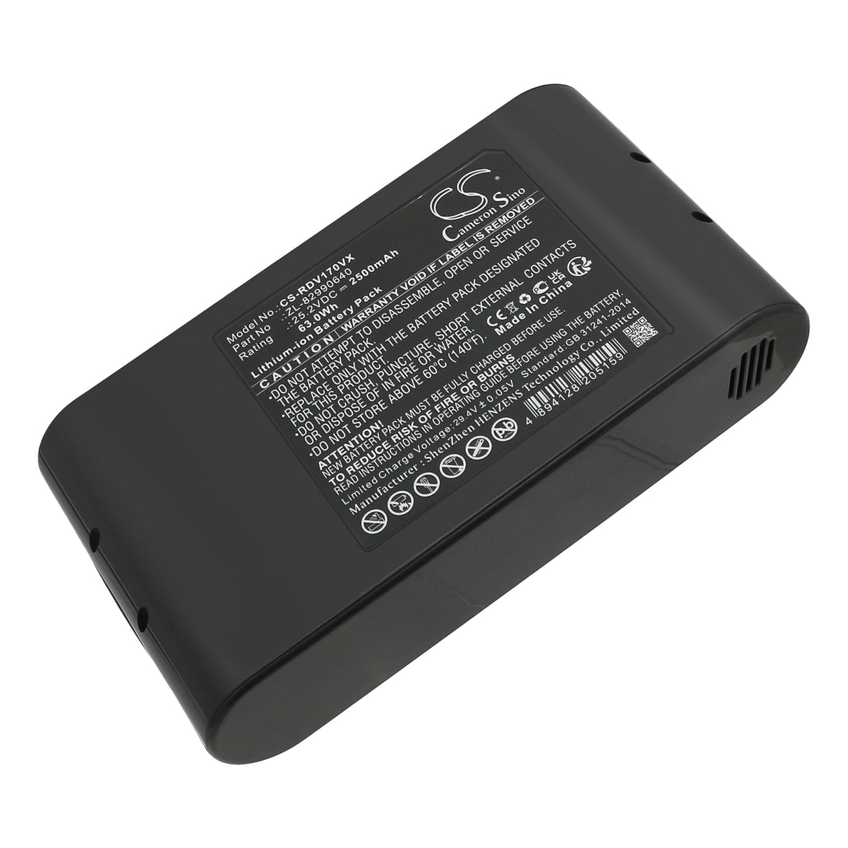 25.2v, Li-ion, 2500mah, Vacuum battery Fits Redroad V17, 63.0wh Vacuum Cameron Sino Technology Limited