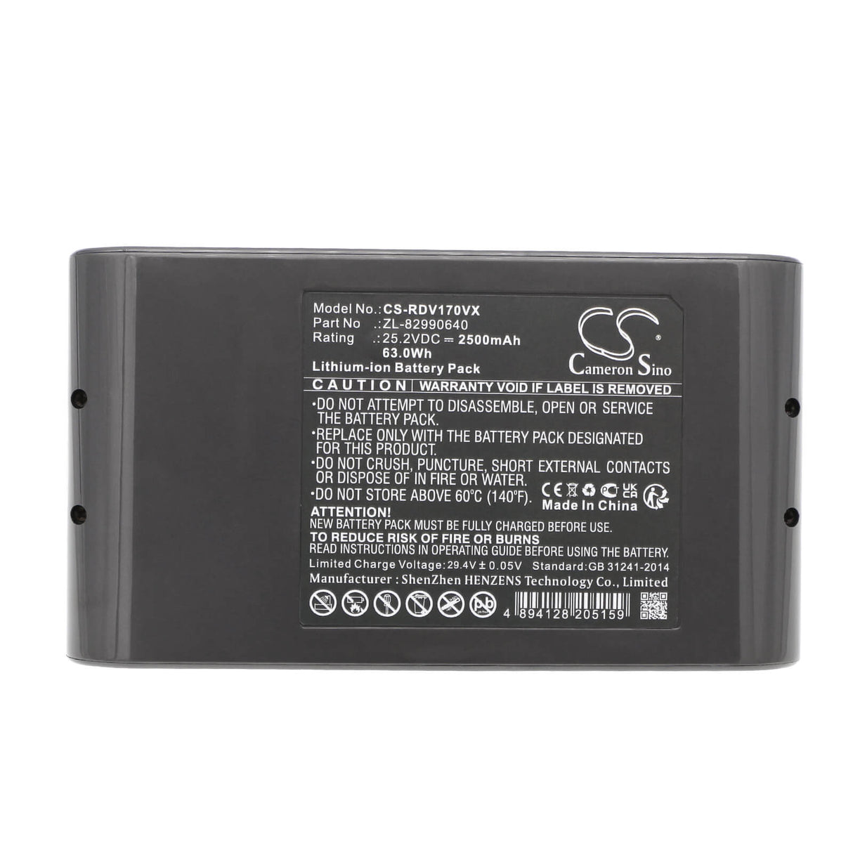 25.2v, Li-ion, 2500mah, Vacuum battery Fits Redroad V17, 63.0wh Vacuum Cameron Sino Technology Limited