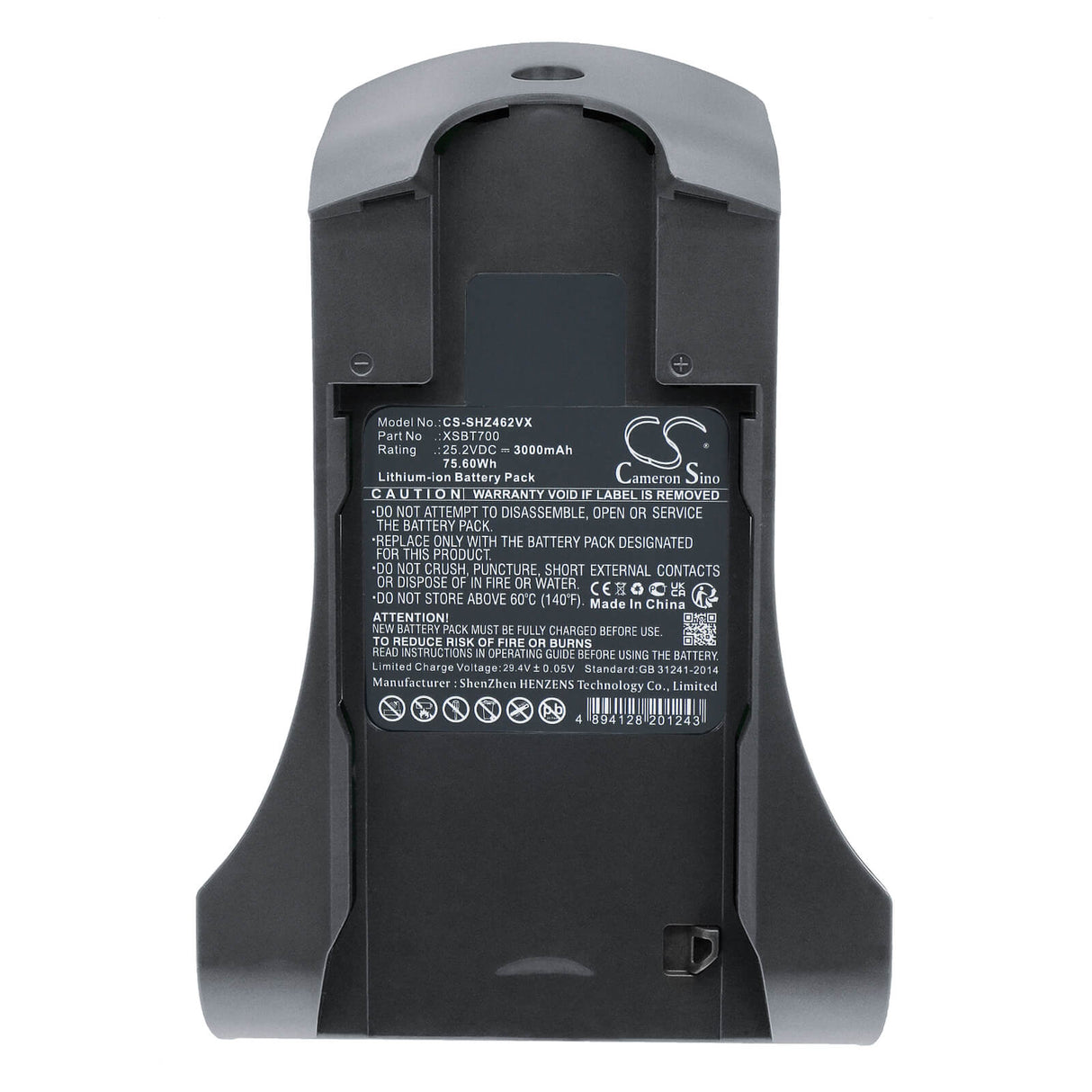 25.2V, Li-ion, 3000mAh, Batterie d'aspirateur compatible avec Shark, Brushroll Iz202, Iz201, 75.60Wh Aspirateur Cameron Sino Technology Limited