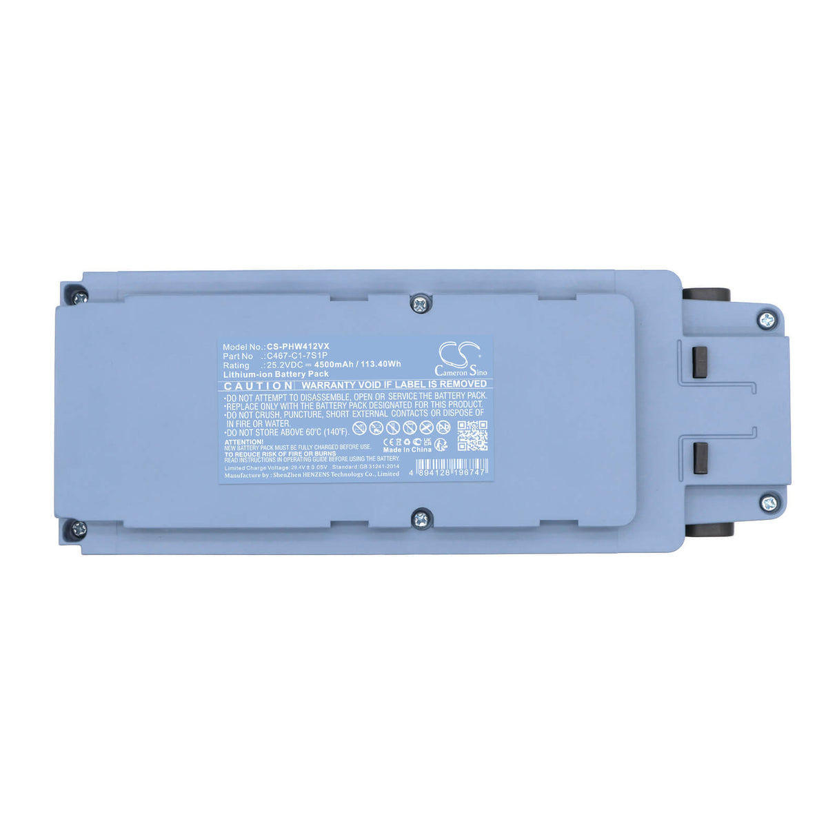 25.2V, Li-ion, 4500mAh, Vacuum battery fits Ideebo, Alfabot, T30, T36, 113.40Wh Vacuum Cameron Sino Technology Limited (Dangerous Goods)