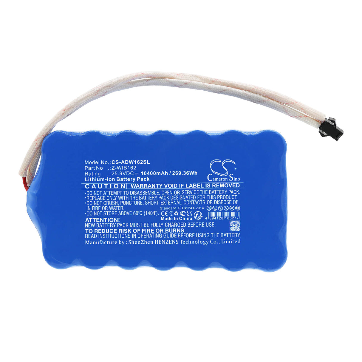 25.9V, Li-ion, 10400mAh, Lighting battery fits American Dj, Z-wib162, Wifly Exr Hex Par, 269.36Wh Lighting & Studio Cameron Sino Technology Limited (Dangerous Goods)