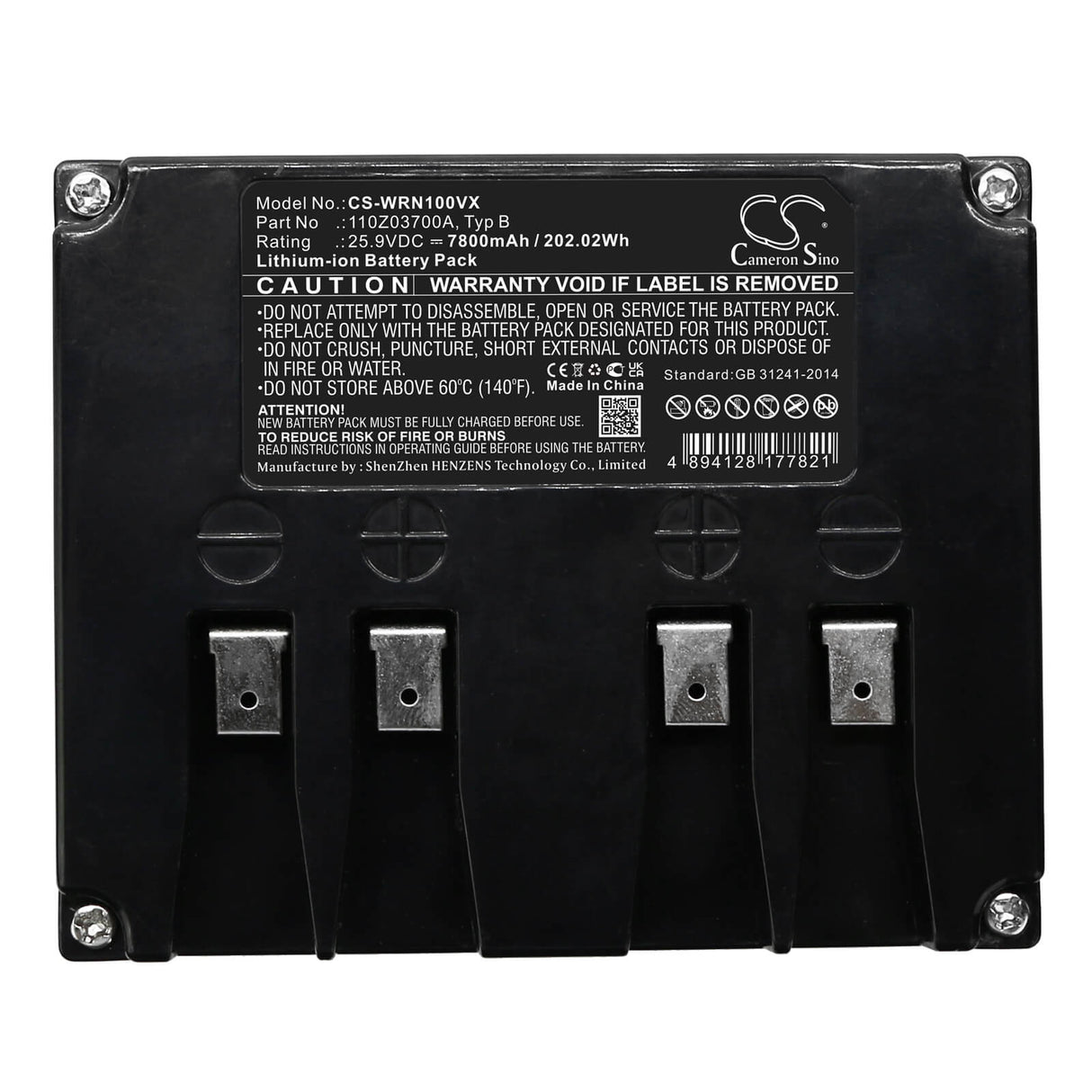 25.9V, Li-ion, 7800mAh, Lawn Mowers battery fits Wiper, Ambrogio, Stiga, Lawnbott, Lizard, 110z03700a, L200 Basic, L200 Carbone, 202.02Wh Lawn Mowers Cameron Sino Technology Limited (Dangerous Goods)
