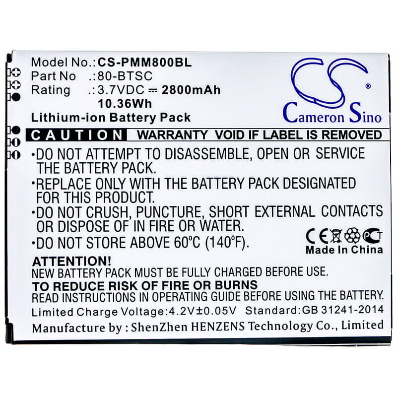 Batterie pour Point Mobile, Pm80 3.7v, 2800mah - 10.36wh Batteries pour Électronique Cameron Sino Technology Limited (Suspendu)