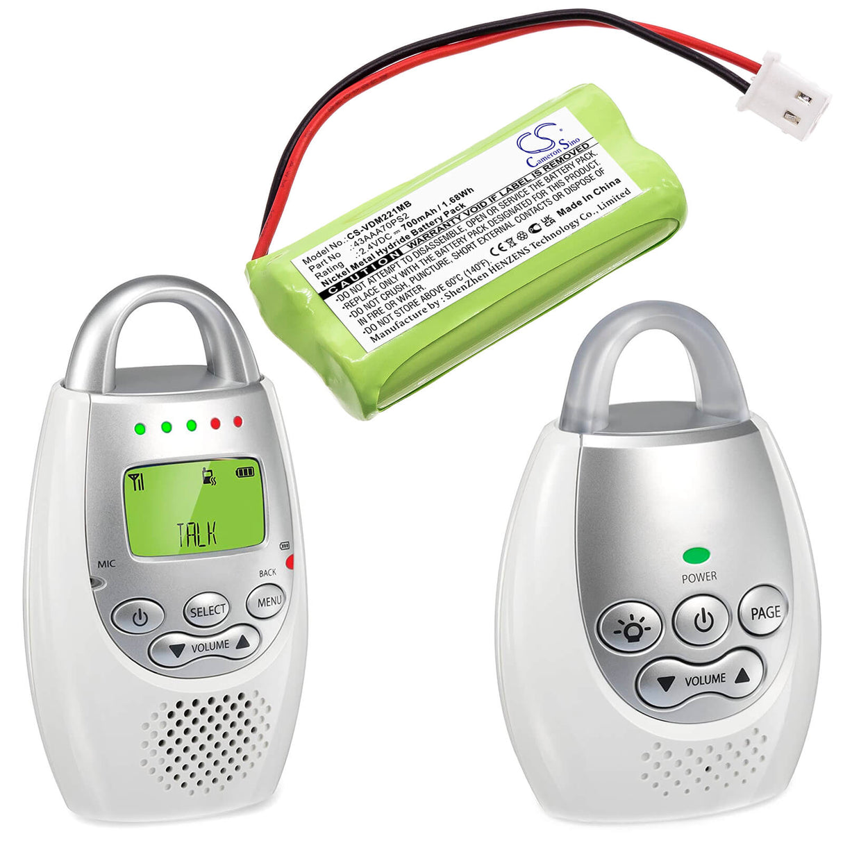 Batterie de babyphone 2.4v, 700mah, Ni-mh compatible avec Vtech, moniteur audio numérique Dm221, Dm221, 1.68wh BabyPhone Cameron Sino Technology Limited