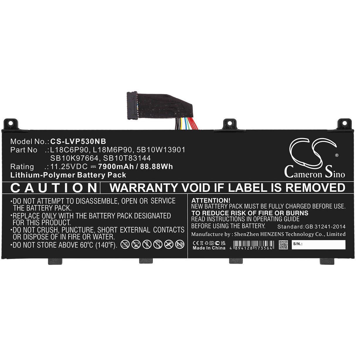 11.25v, 7900mah, Li-polymer Notebook battery Fit's Lenovo, Thinkpad P53, 88.88wh Notebook, Laptop Cameron Sino Technology Limited