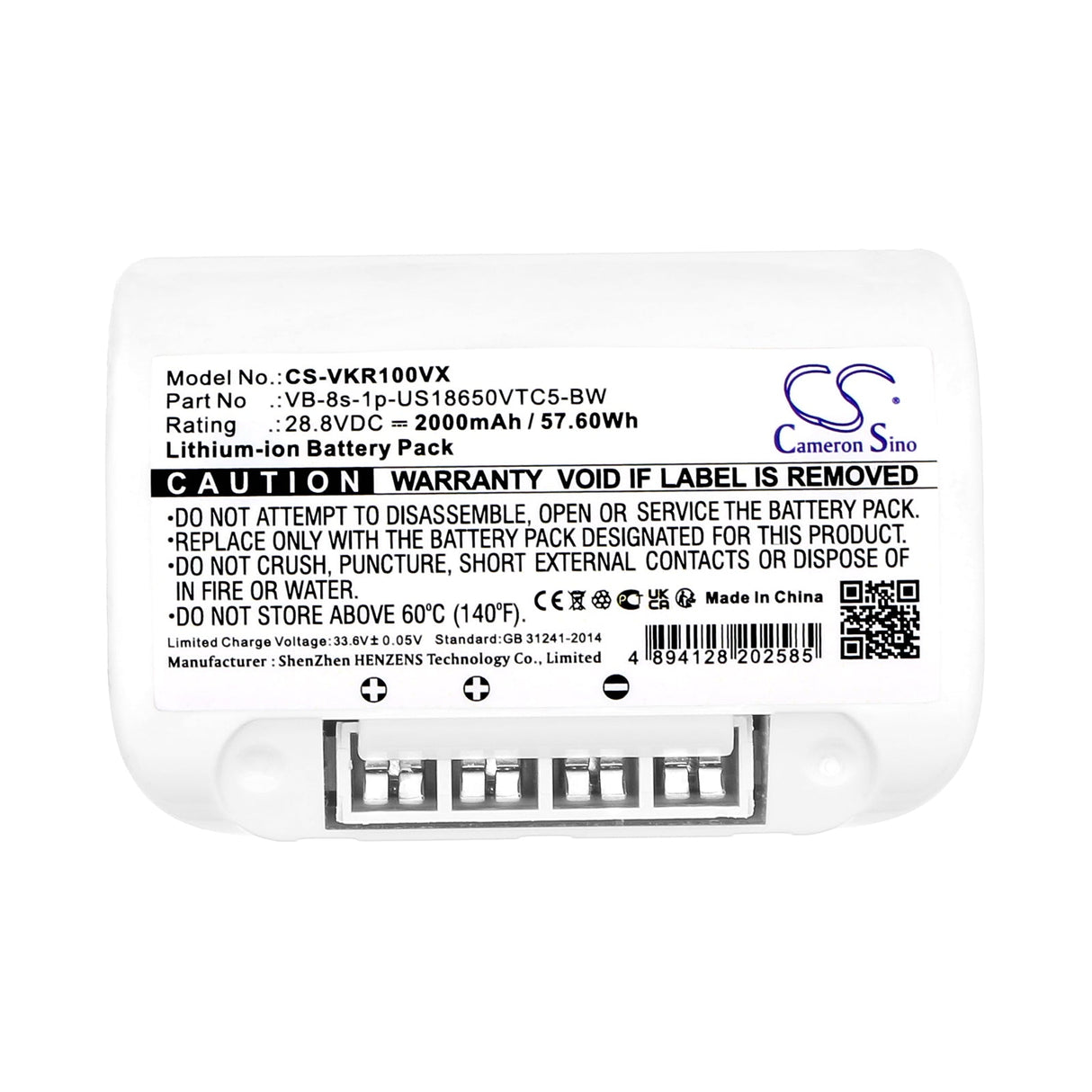 28.8v, Li-ion, 2000mah, Vacuum battery Fits Vorwek Kobold Vb100, 57.6wh Vacuum Cameron Sino Technology Limited