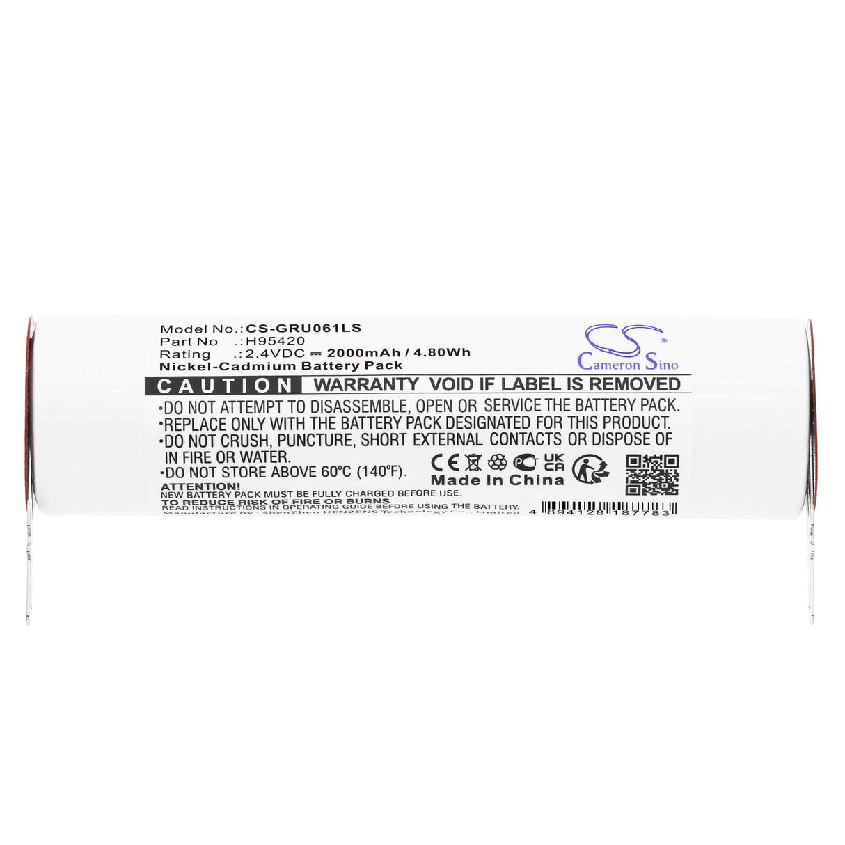 2,4V, Ni-CD, 2000mAh, batterie d'éclairage de secours compatible avec Legrand, H95420, 61892, 160sckt2ax, 4,80Wh Éclairage de secours Cameron Sino Technology Limited