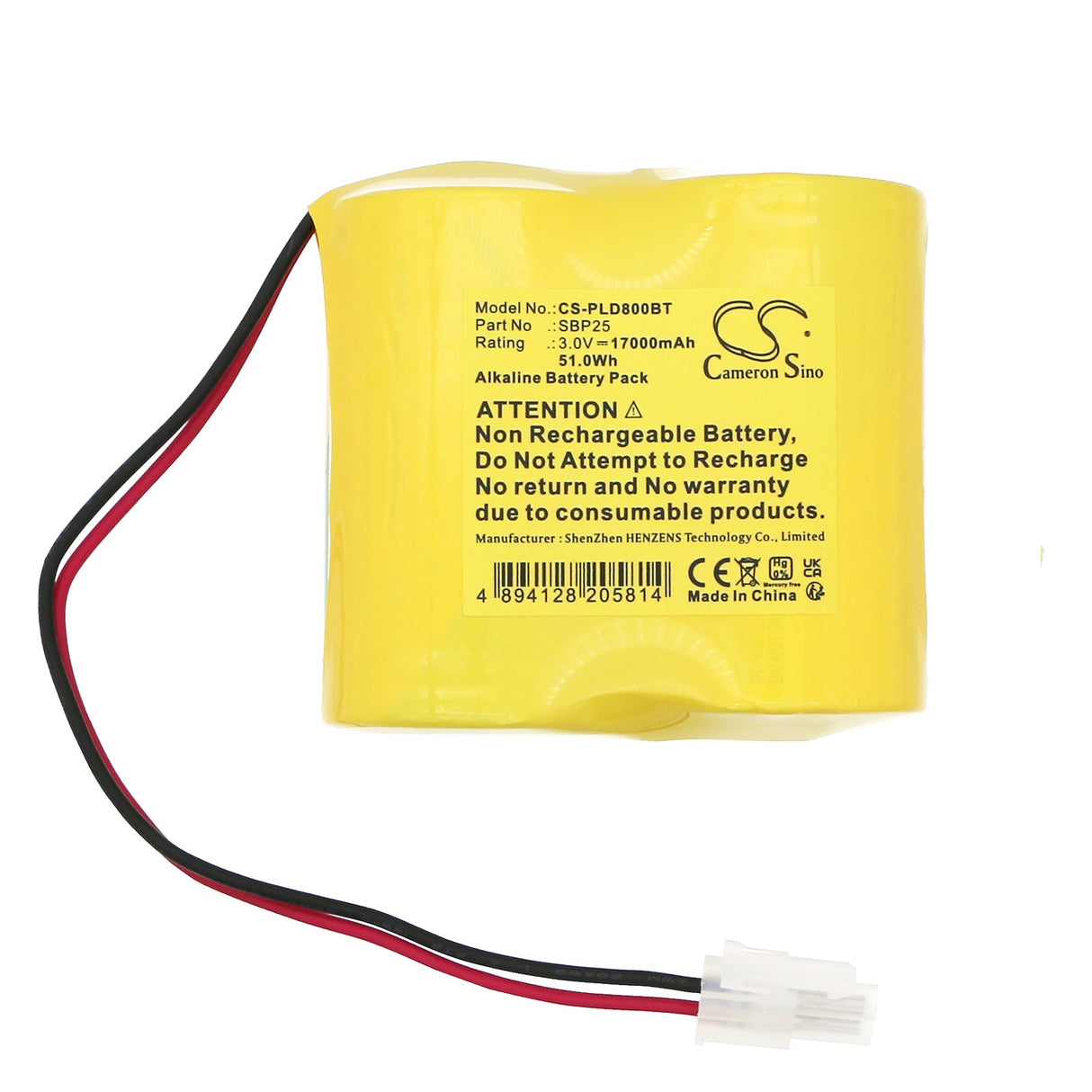 3.0V, Alkaline, 17000mAh Alarm Battery Fits First Innov, Dsp-80, Dsp80-s5 2lr20, 51.0Wh Alarm System Cameron Sino Technology Limited