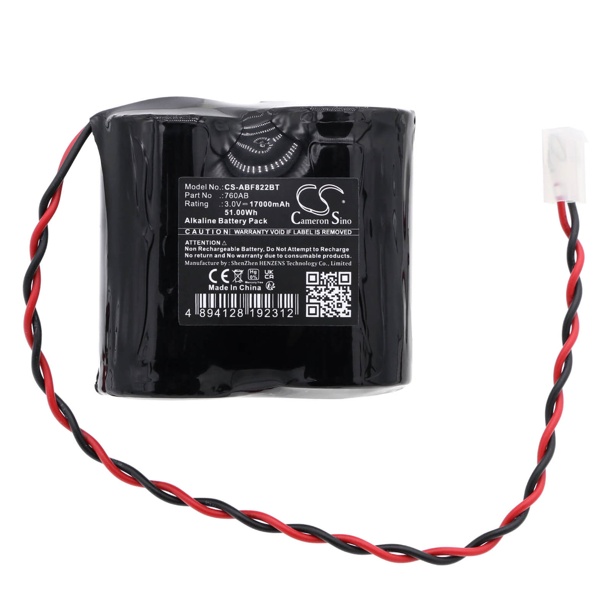 3.0v, Alkaline, 17000mah, Alarm Battery Fits Abus, Fu2986, Fu8220, 51.00wh Alarm System Cameron Sino Technology Limited