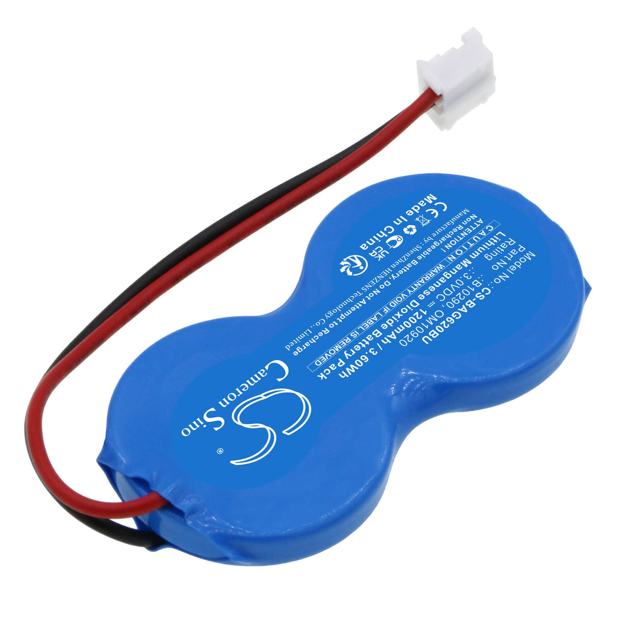 3.0V, Li-MnO2, 1200mAh, Batterie médicale compatible avec Carefusion, Baxter Healthcare, As10920, Flo-gard 6201, Flo-gard 6300, 3.6Wh Medical Cameron Sino Technology Limited (Médical)