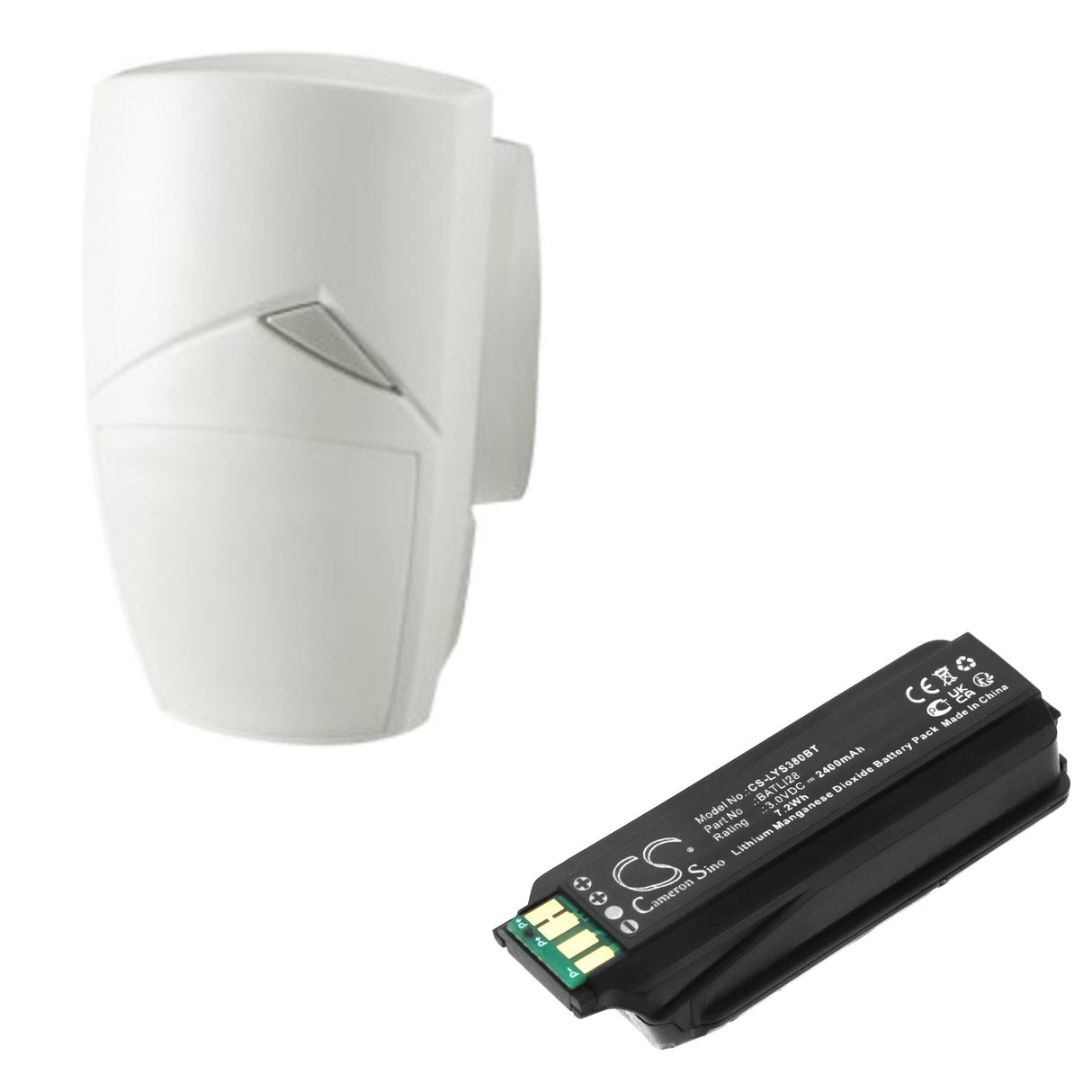 3.0V, Li-MnO2, 2400mAh, Alarm System battery fits Daitem, 171-21x, 172-21x, 7.2Wh Alarm System Cameron Sino Technology Limited