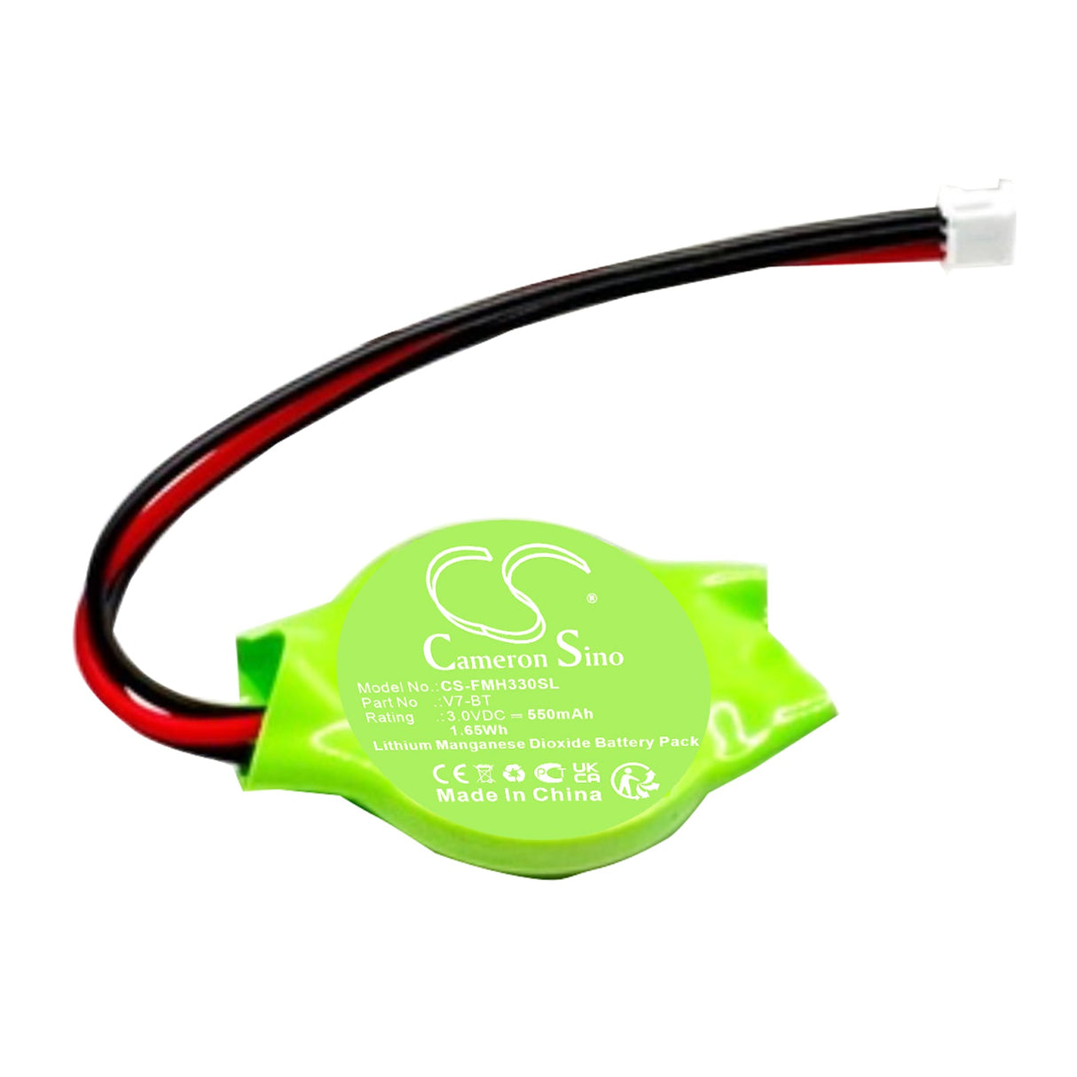 3.0V, Li-MnO2, 550mAh, PLC battery fits Fuji Electric, V7-bt, Ug221, Ug30p-bt, 1.65Wh PLC Cameron Sino Technology Limited